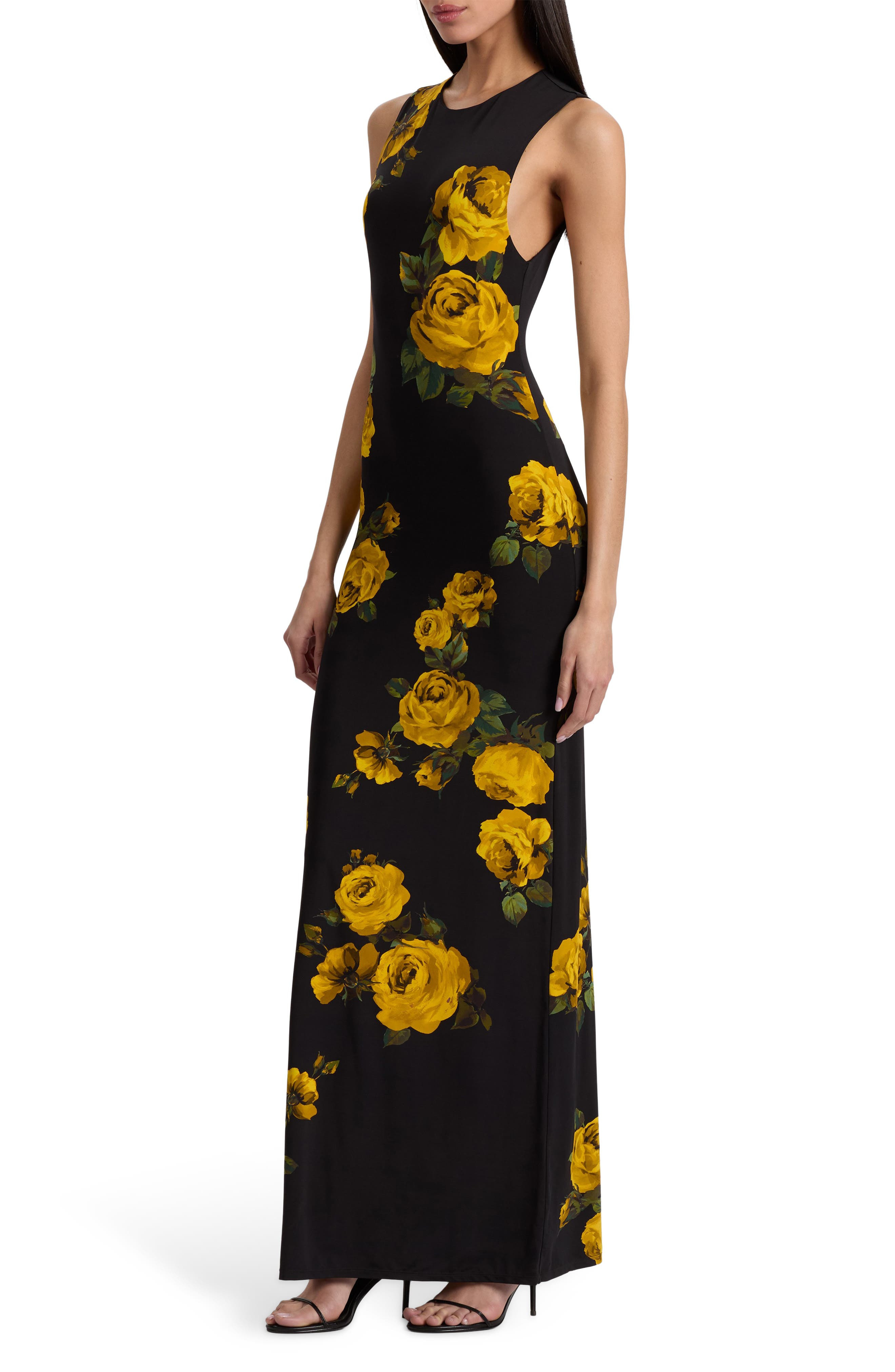 Alice + Olivia Delora Floral Open Back Body-Con Maxi Dress in Rosehips at Nordstrom - 3