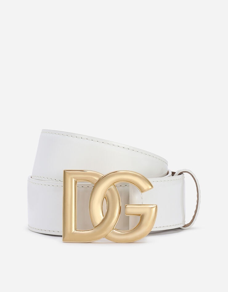 Shiny calfskin belt with DG logo - 1