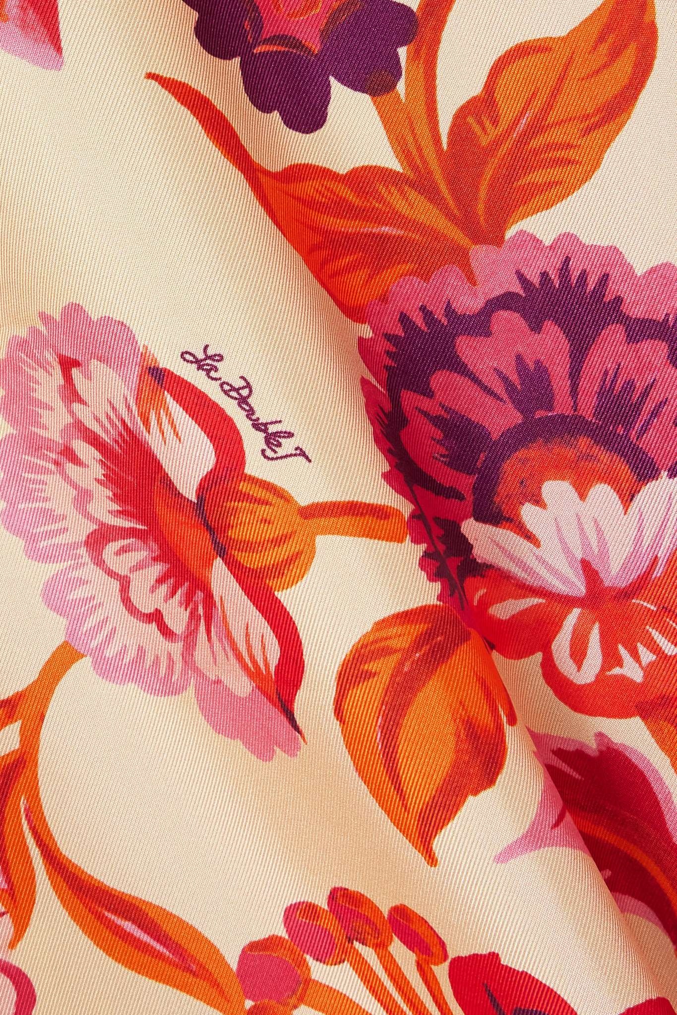Floral-print silk-twill pajama shirt - 4
