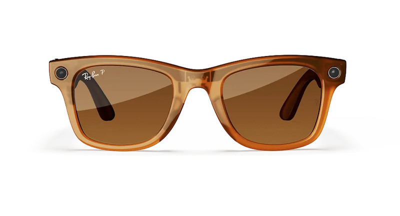 Ray-Ban Meta Wayfarer (Gen 1), Shiny Caramel Transparent / Brown Polarized, Standard 1