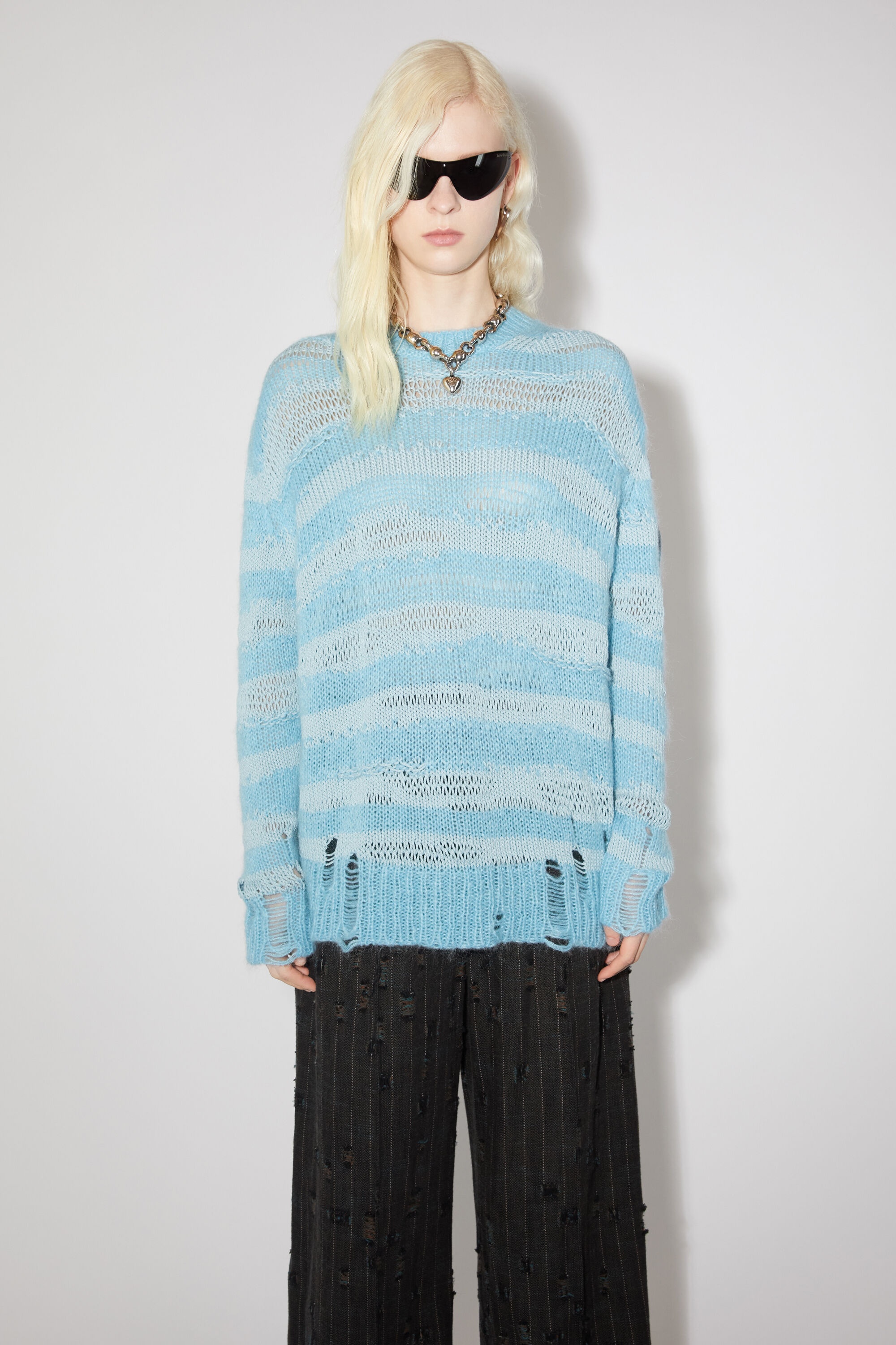 Distressed stripe jumper - Sky blue/powder blue - 2