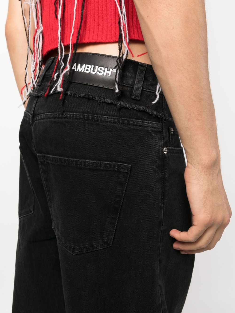 frayed-trim loose jeans - 5