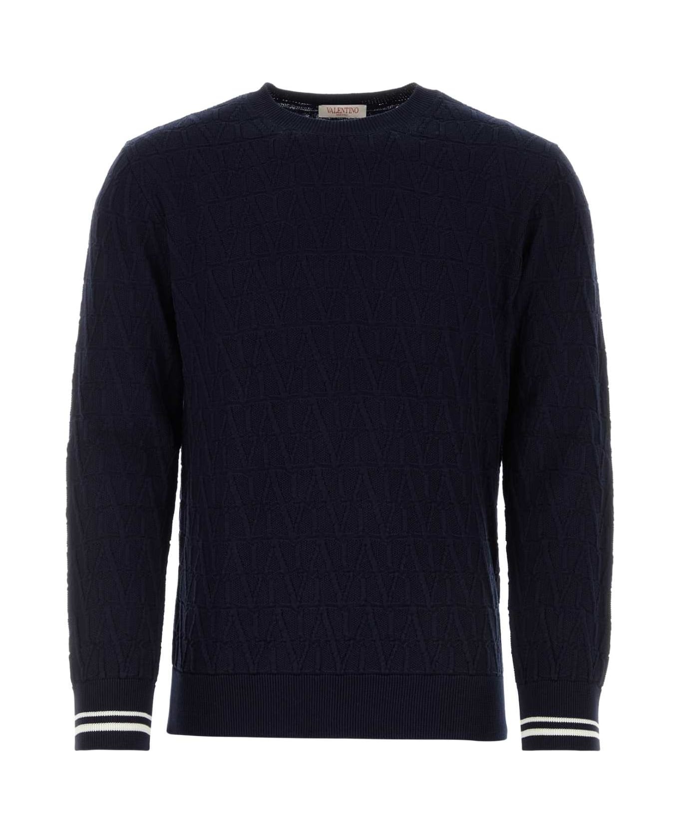 Dark Blue Cotton Sweater - 1