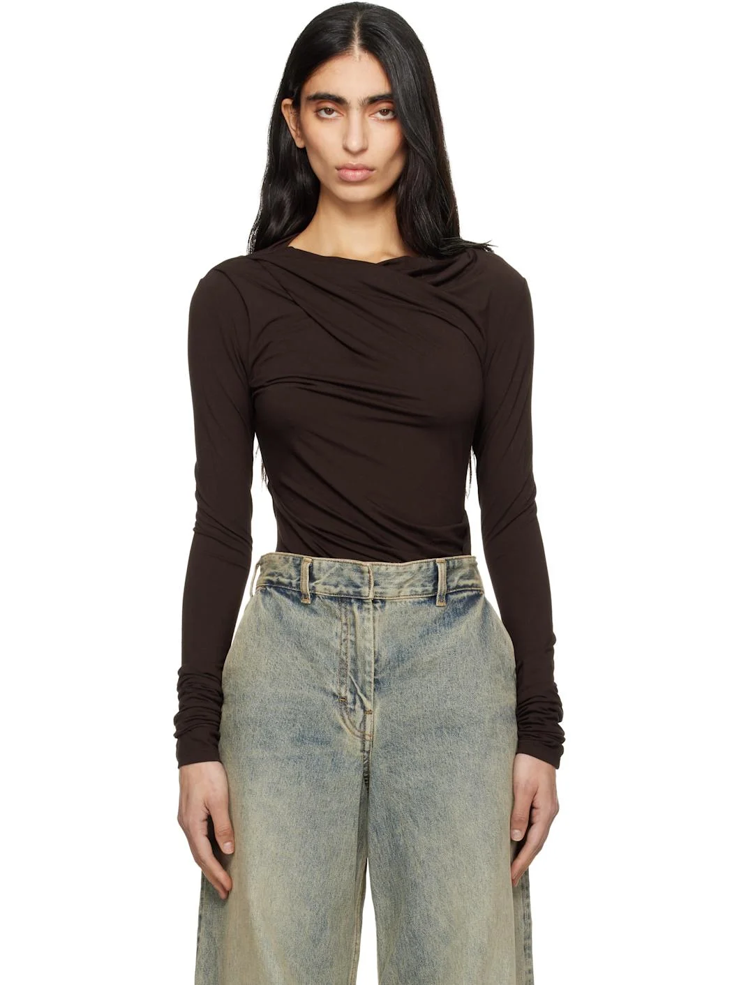 Brown Drape Top - 1
