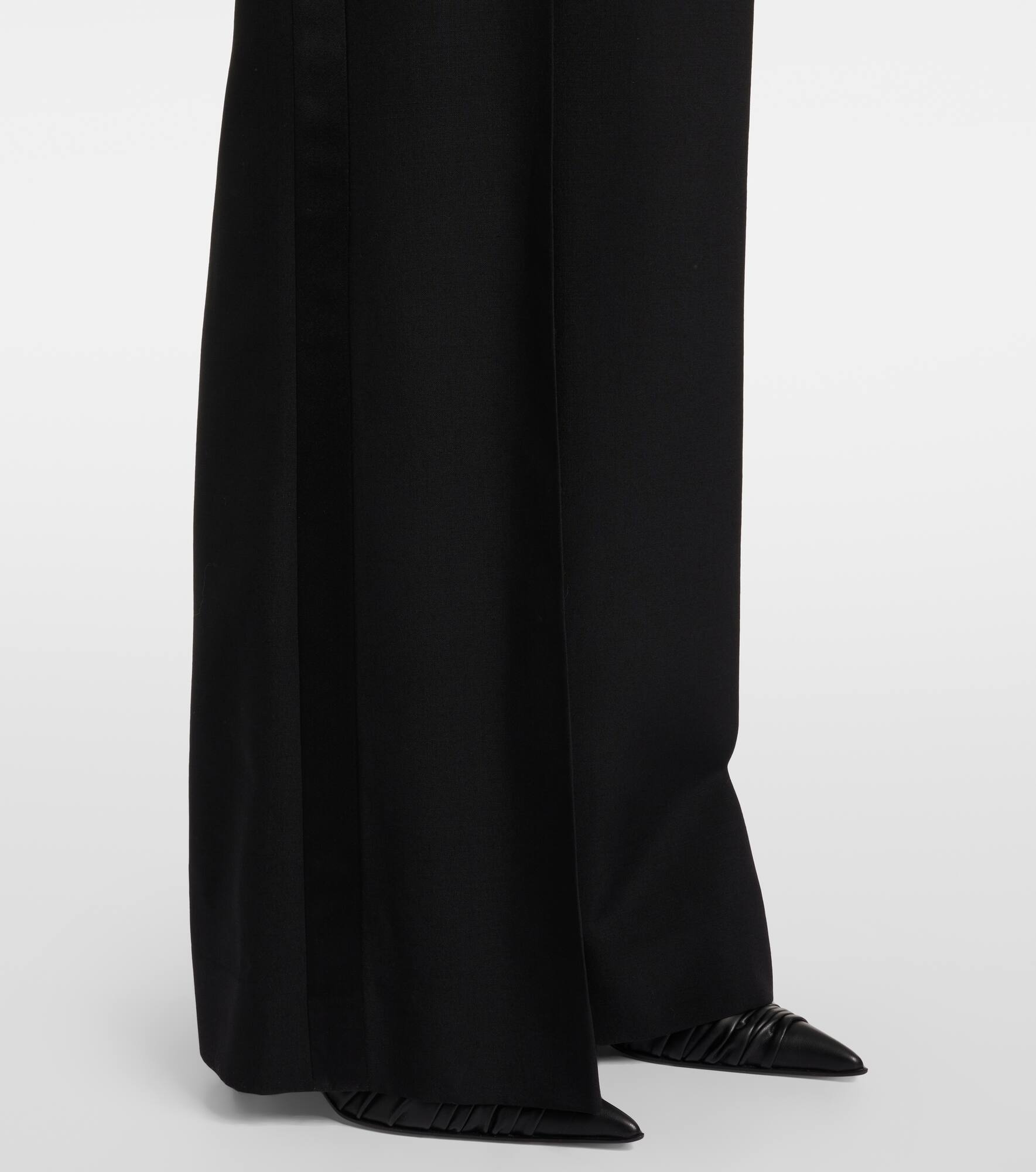 Wool and mohair wide-leg tuxedo pants - 5