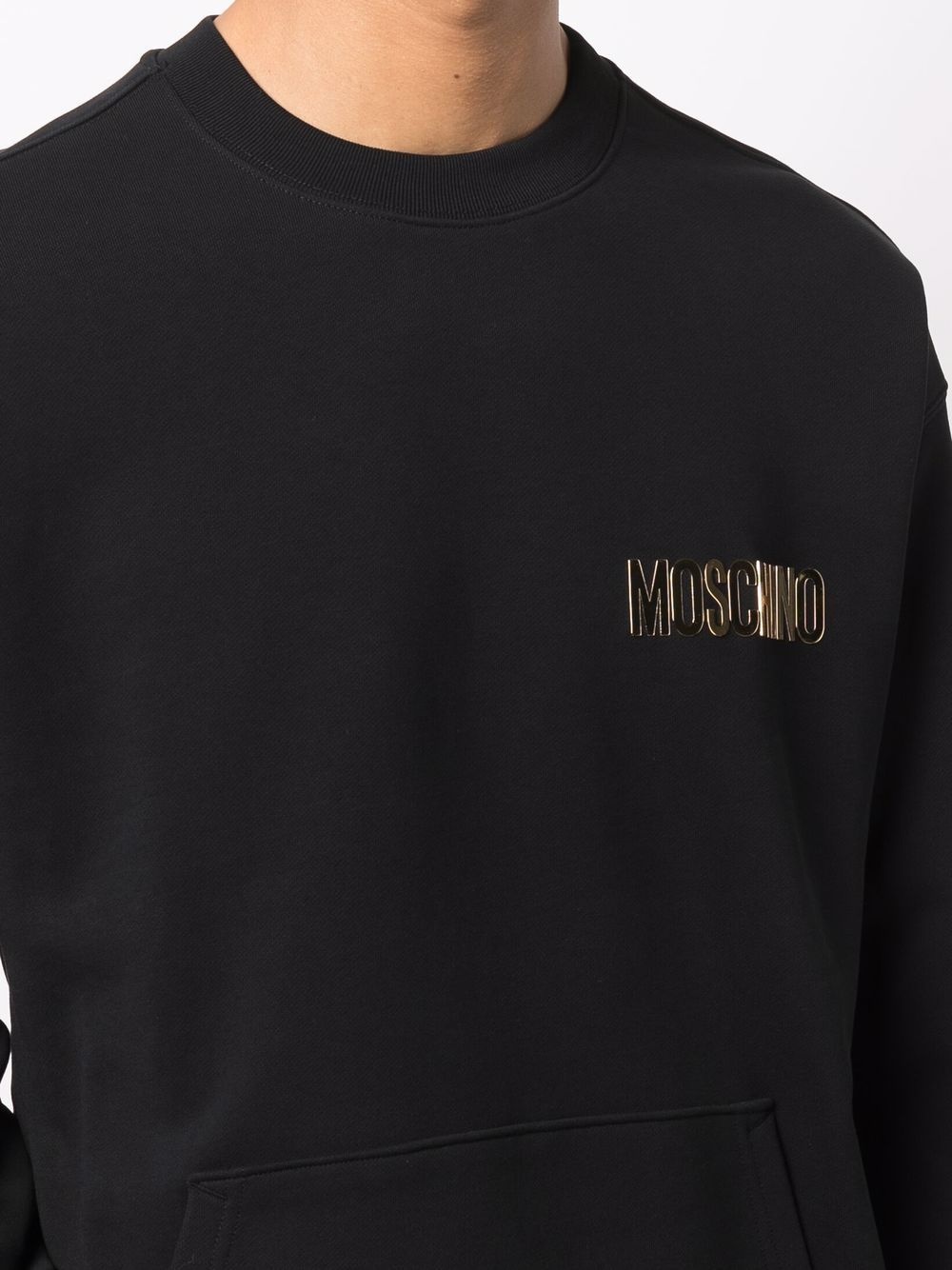 metallic-logo crew sweatshirt - 5