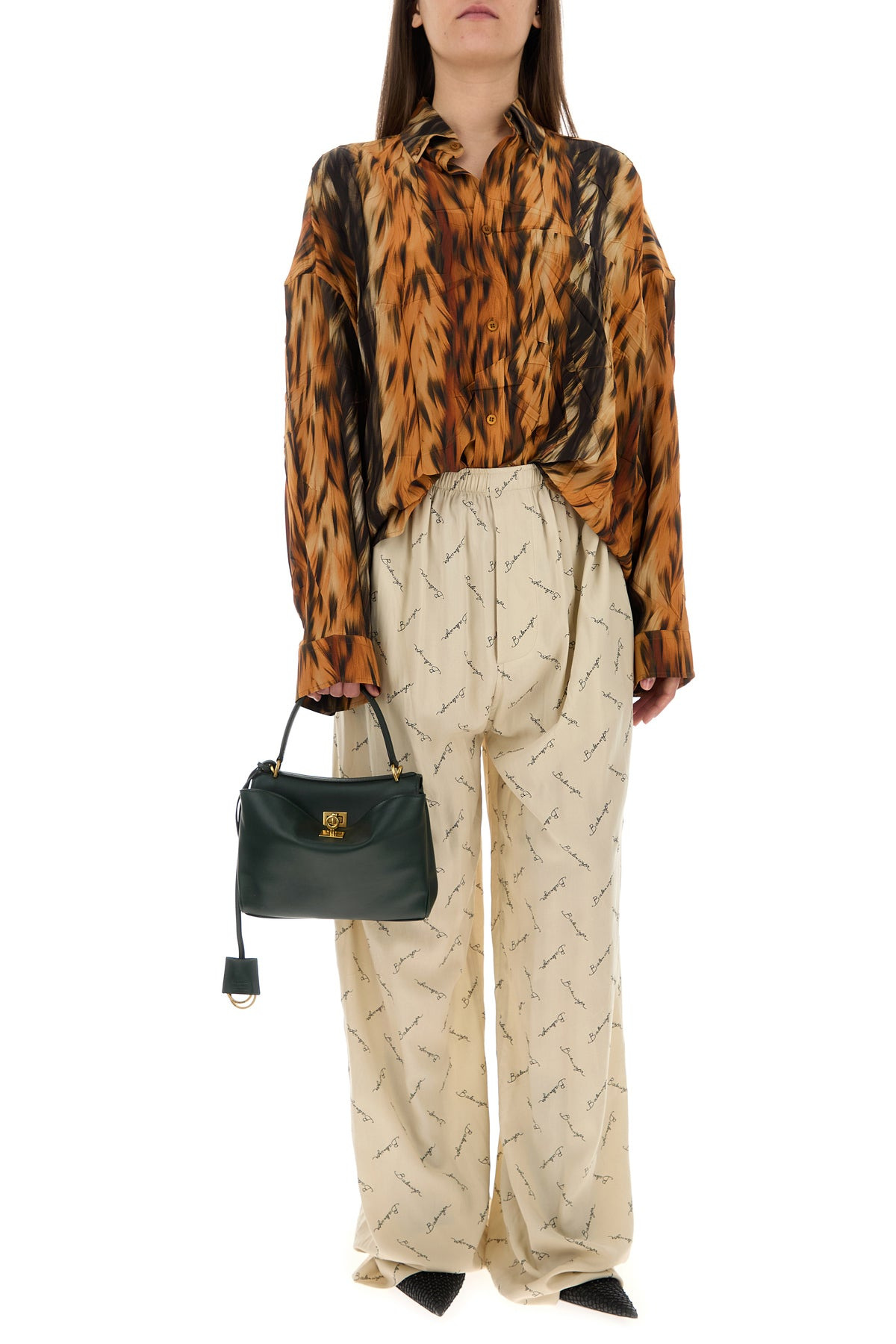 Printed silk oversize shirt - 6