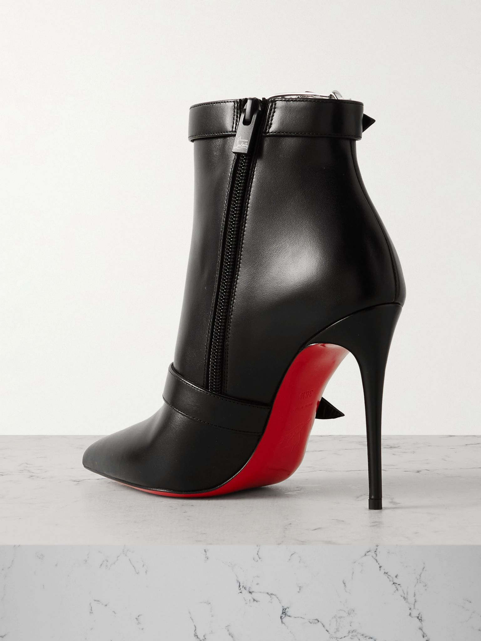 Giddylina 100 buckle-embellished leather ankle boots Black - 3