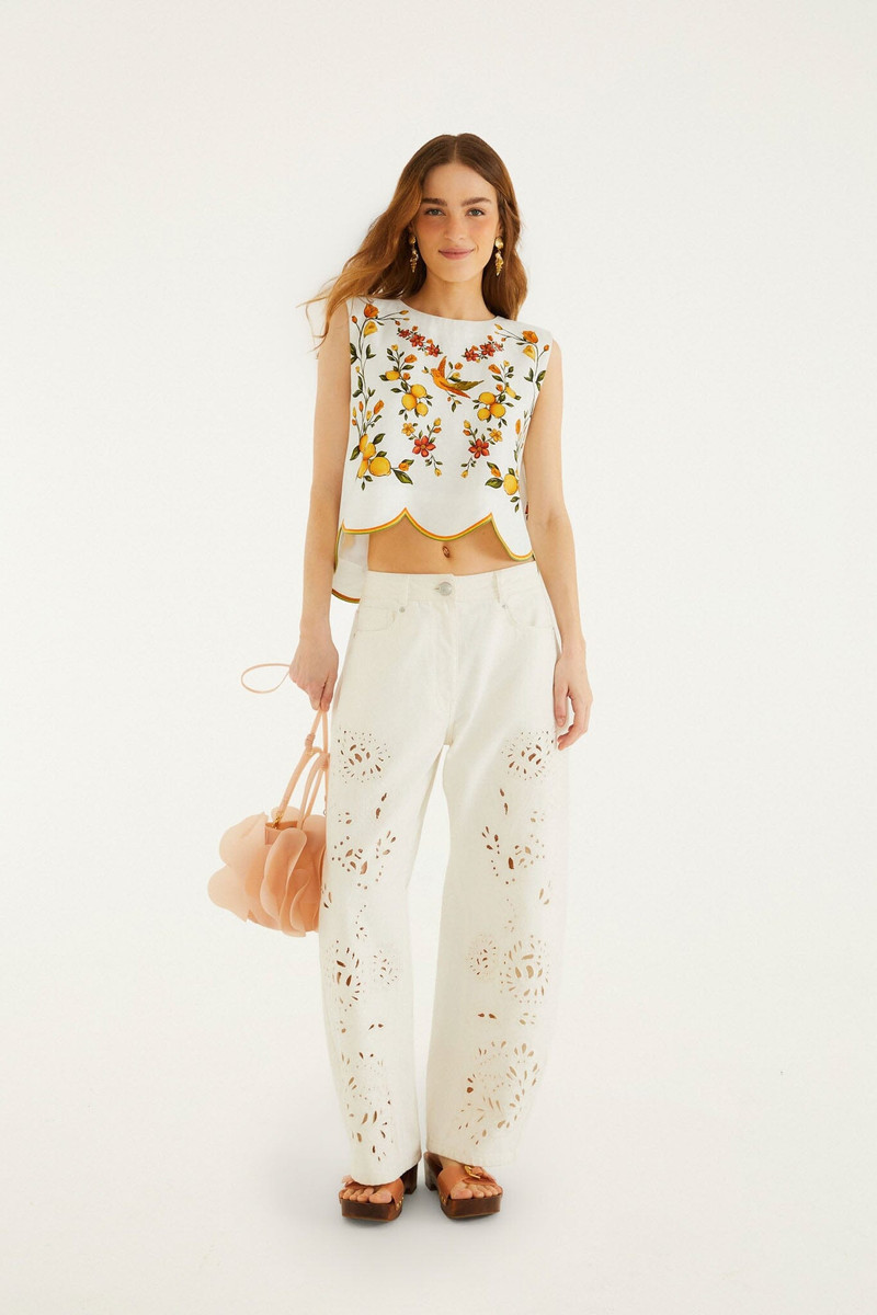 FARM RIO Lemon Bouquet Off-White Blouse outlook