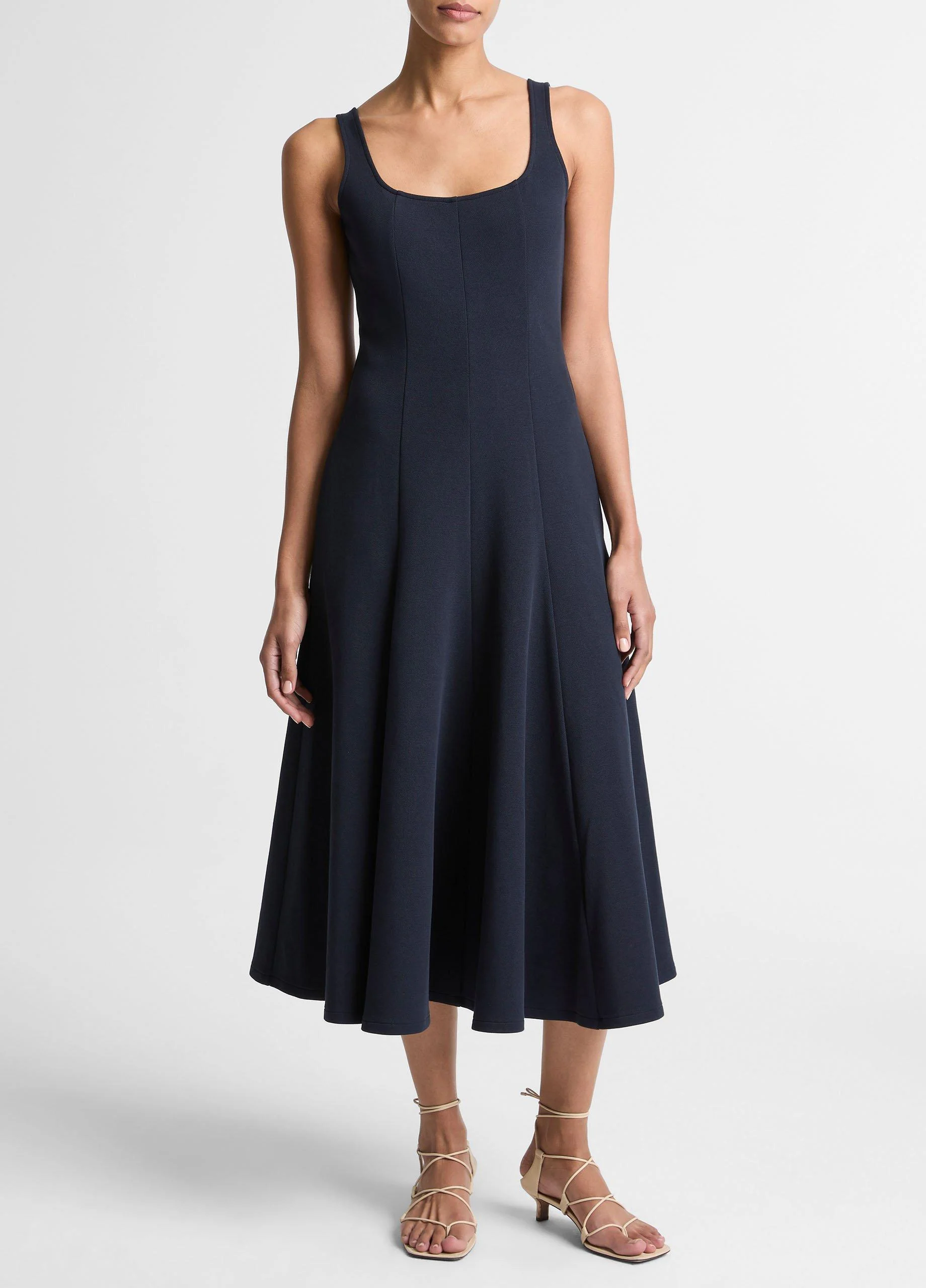 Seamed Cotton-Blend Square-Neck Dress - 1