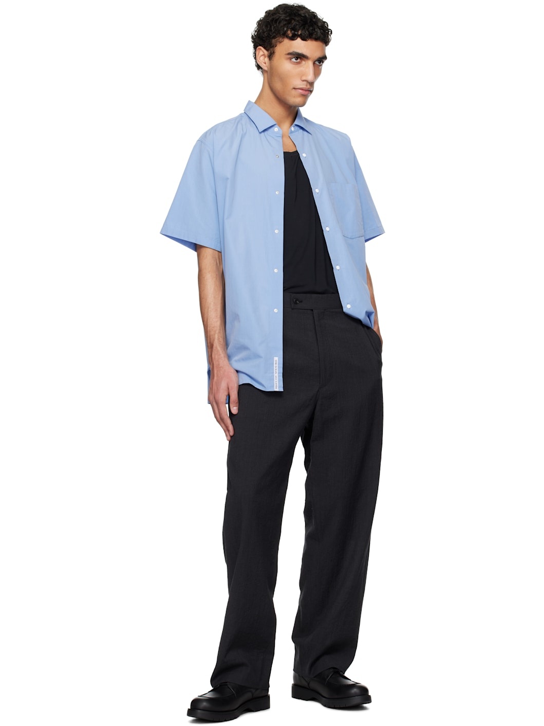 Blue Regular Collar Wind S/S Shirt - 4