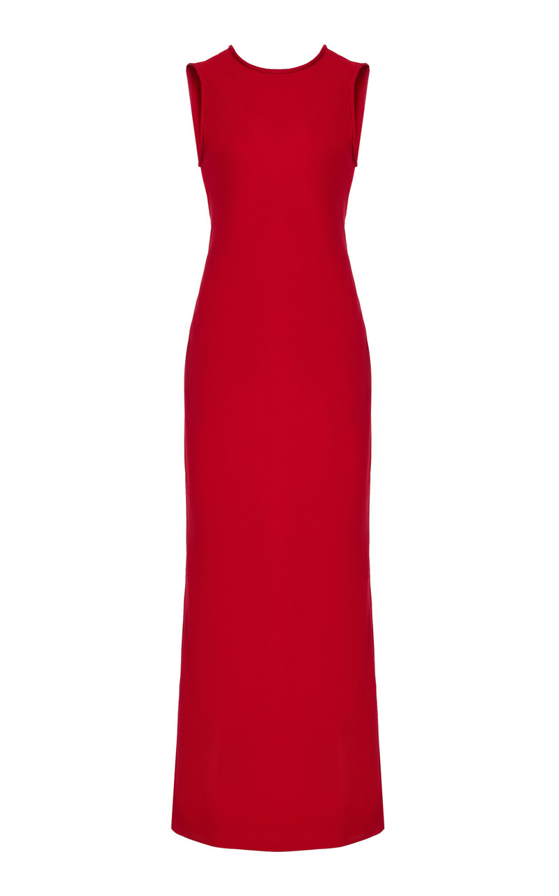 Draped Bias-Cut Midi Dress red 1