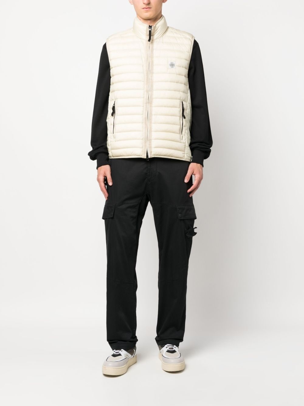 logo-patch zip-up quilted gilet - 2