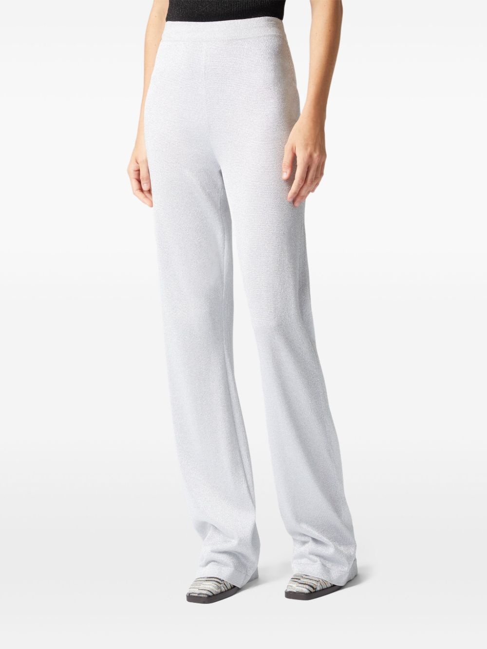 lamé flared trousers - 4