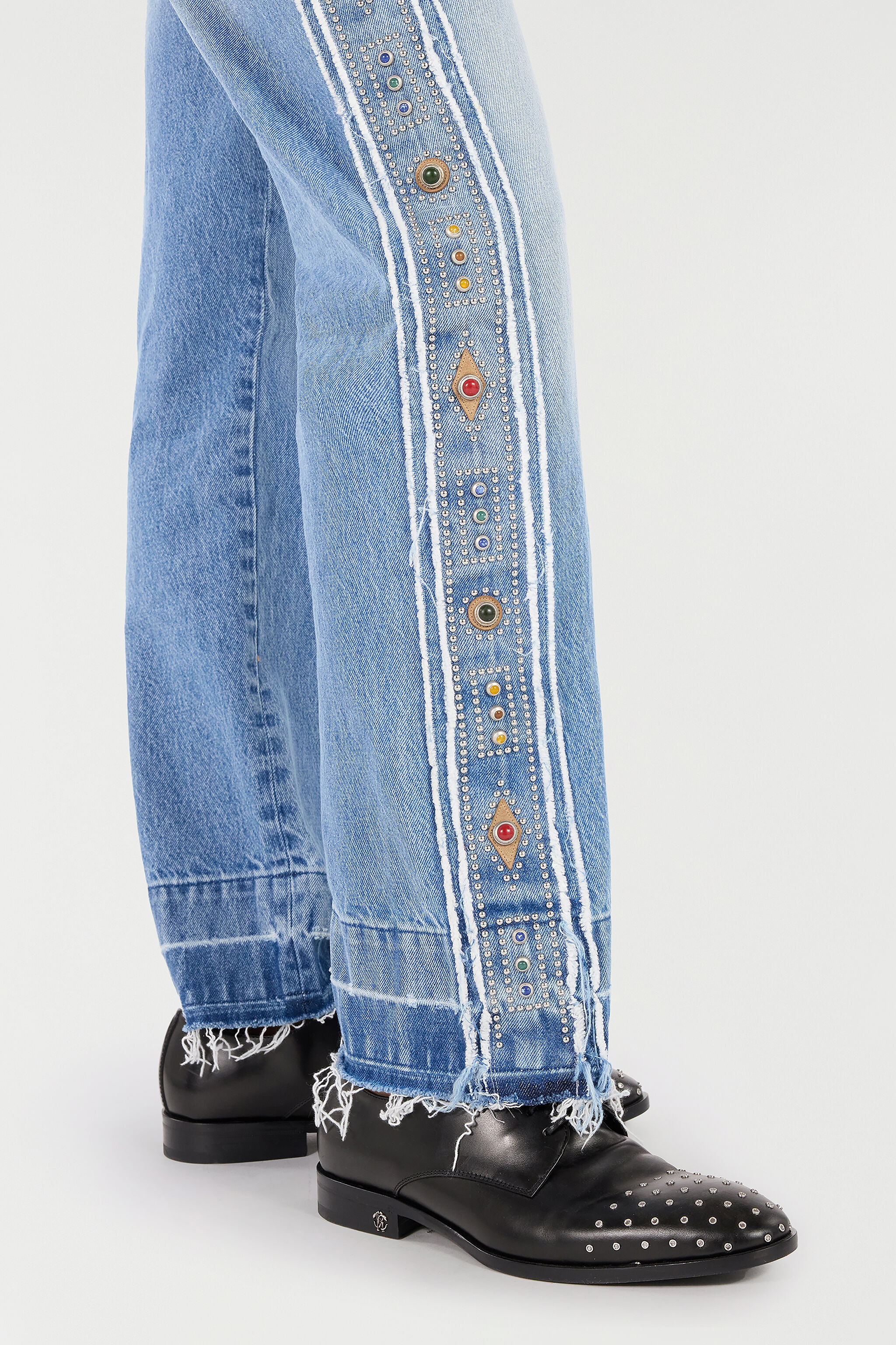 Jeans With Stud And Stone Pattern - 6
