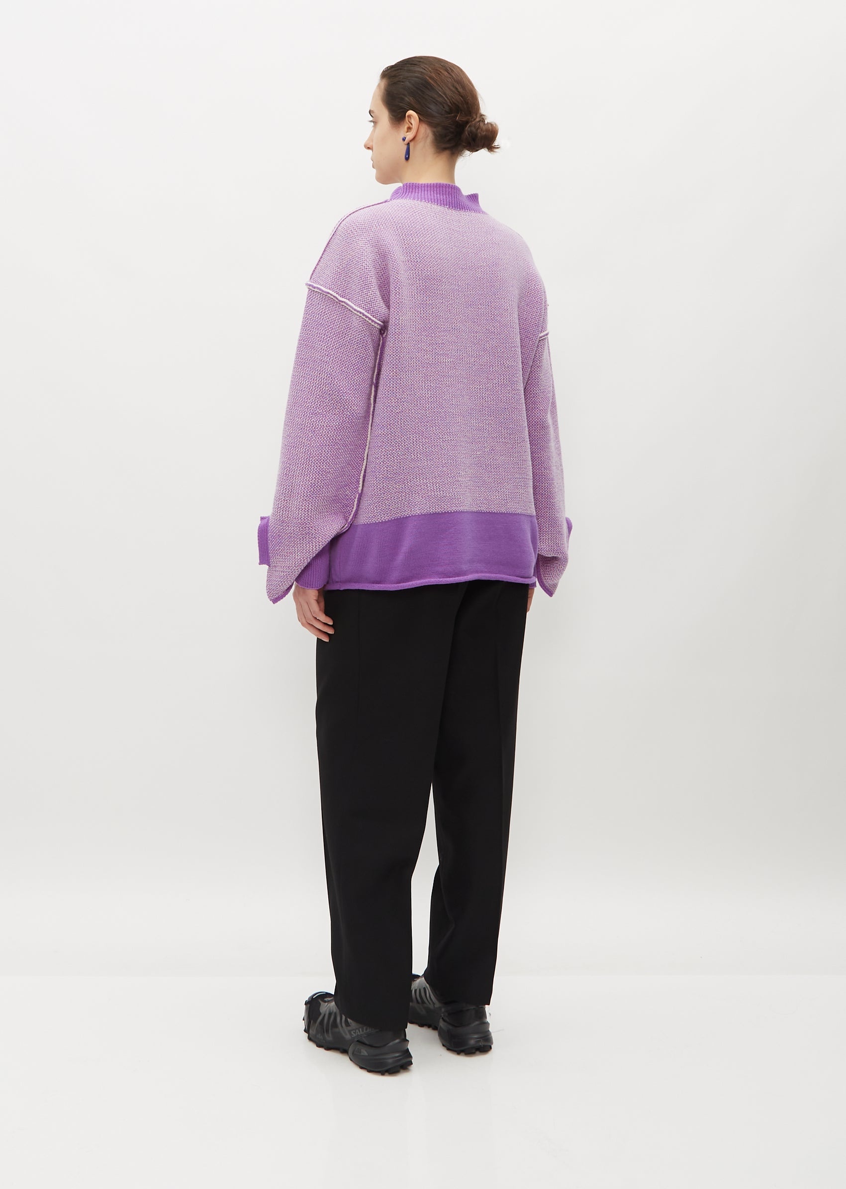 Seed Stitch Knit Top — Purple - 4