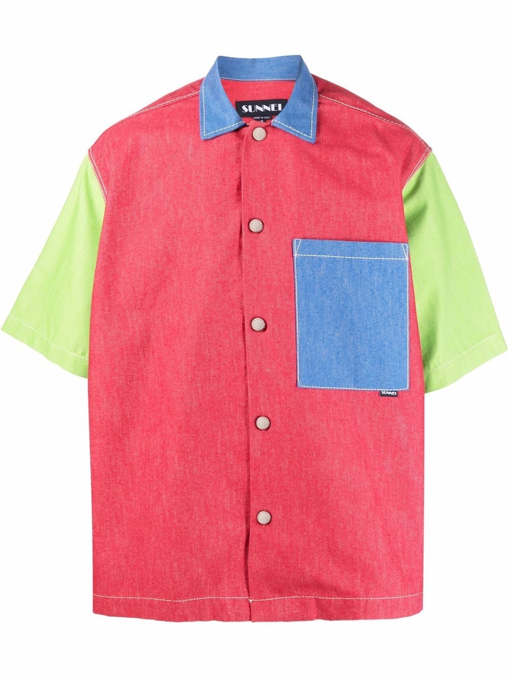 short sleeved colour-block shirt - 1