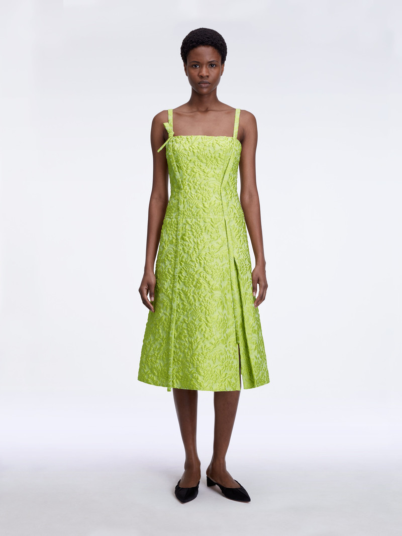 EMILIA WICKSTEAD Emersyn Dress In Lime Green Embossed Cloque outlook