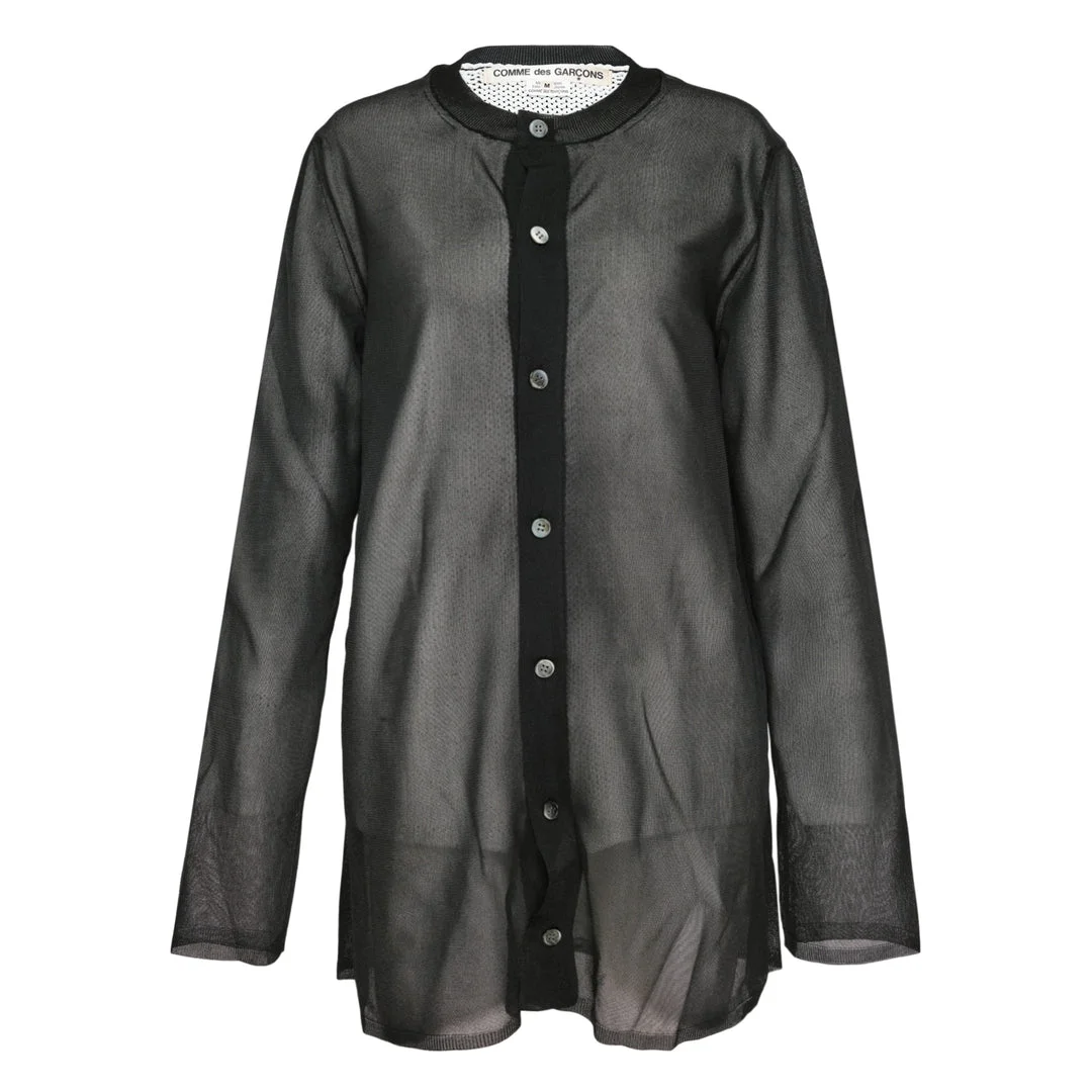 Sheer Layered Button-Up Shirt - 1