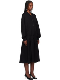 OPEN YY Black Jersey Shirring Hoodie Midi Dress | REVERSIBLE