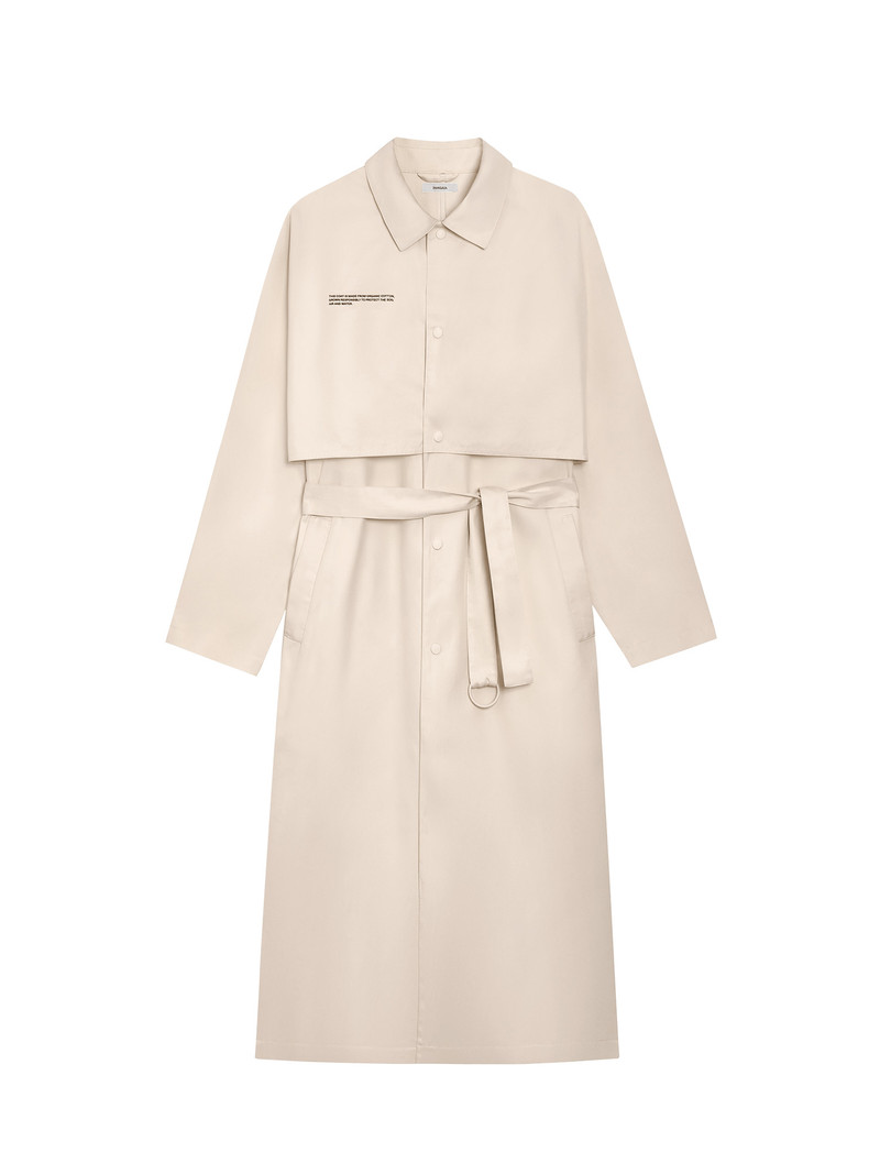 PANGAIA Mens Archive Organic Cotton Trench Coat - Sand outlook