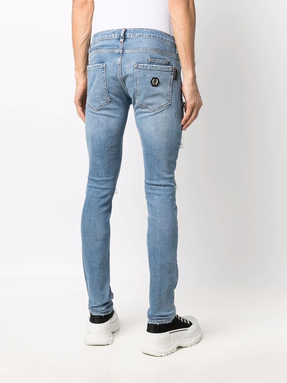 Biker Destroyed low-rise slim-cut jeans - 4