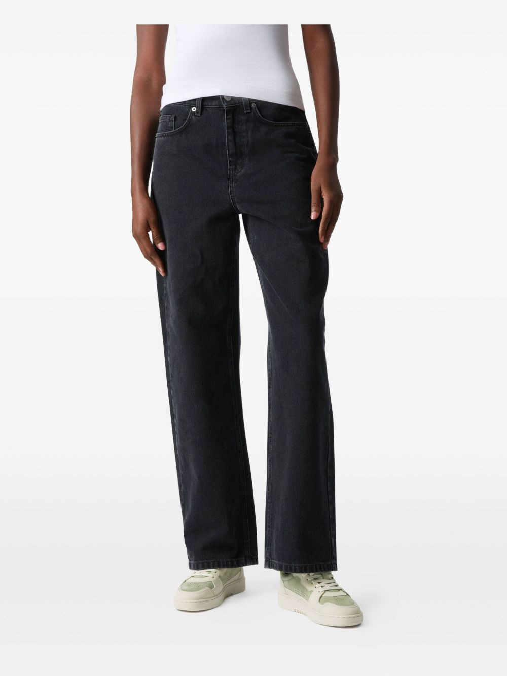 perforated panelled leather low-top sneakers - 5