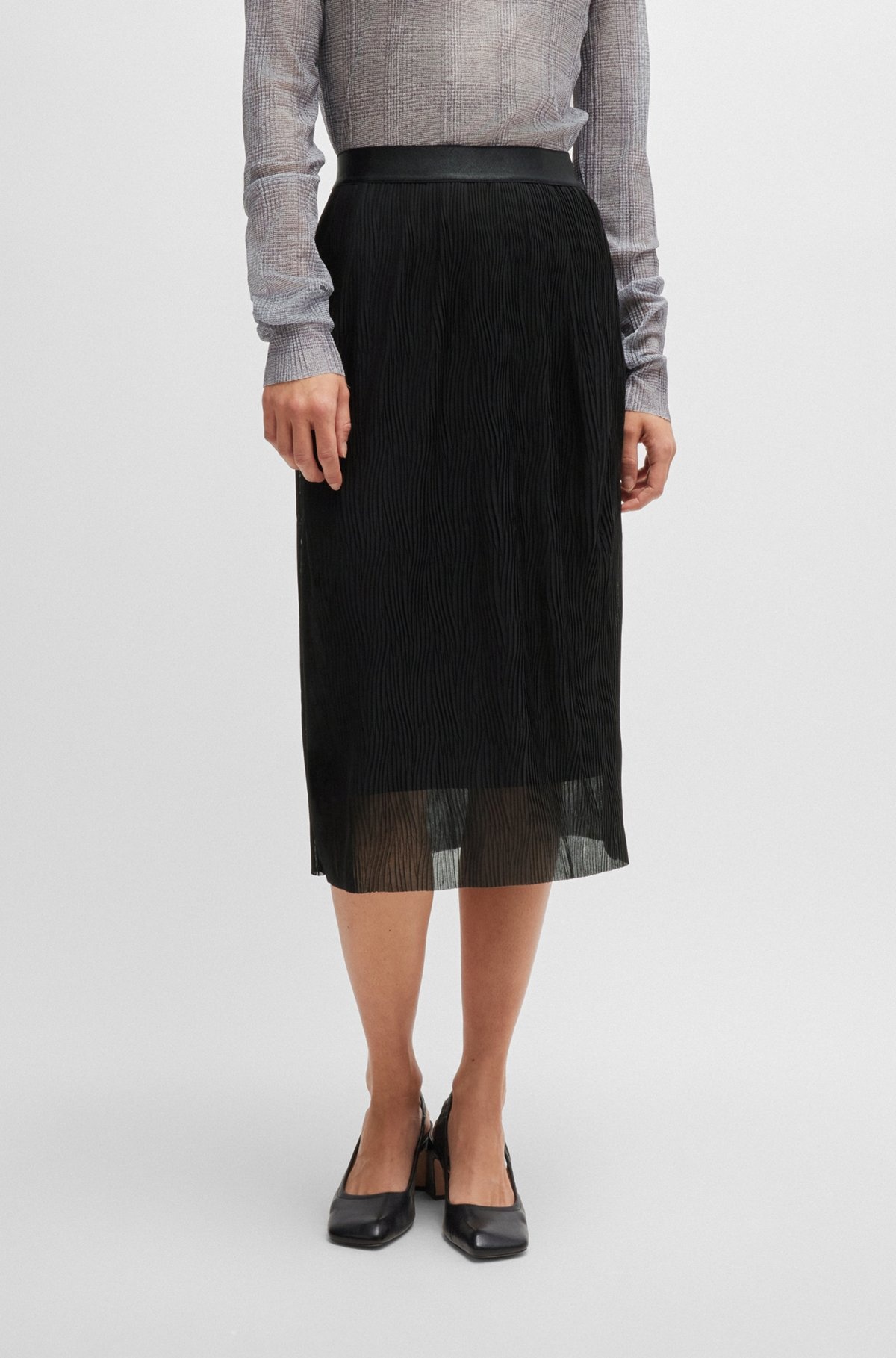 STRETCH-TULLE SKIRT WITH WAVY PLISSÉ PLEATS - 2