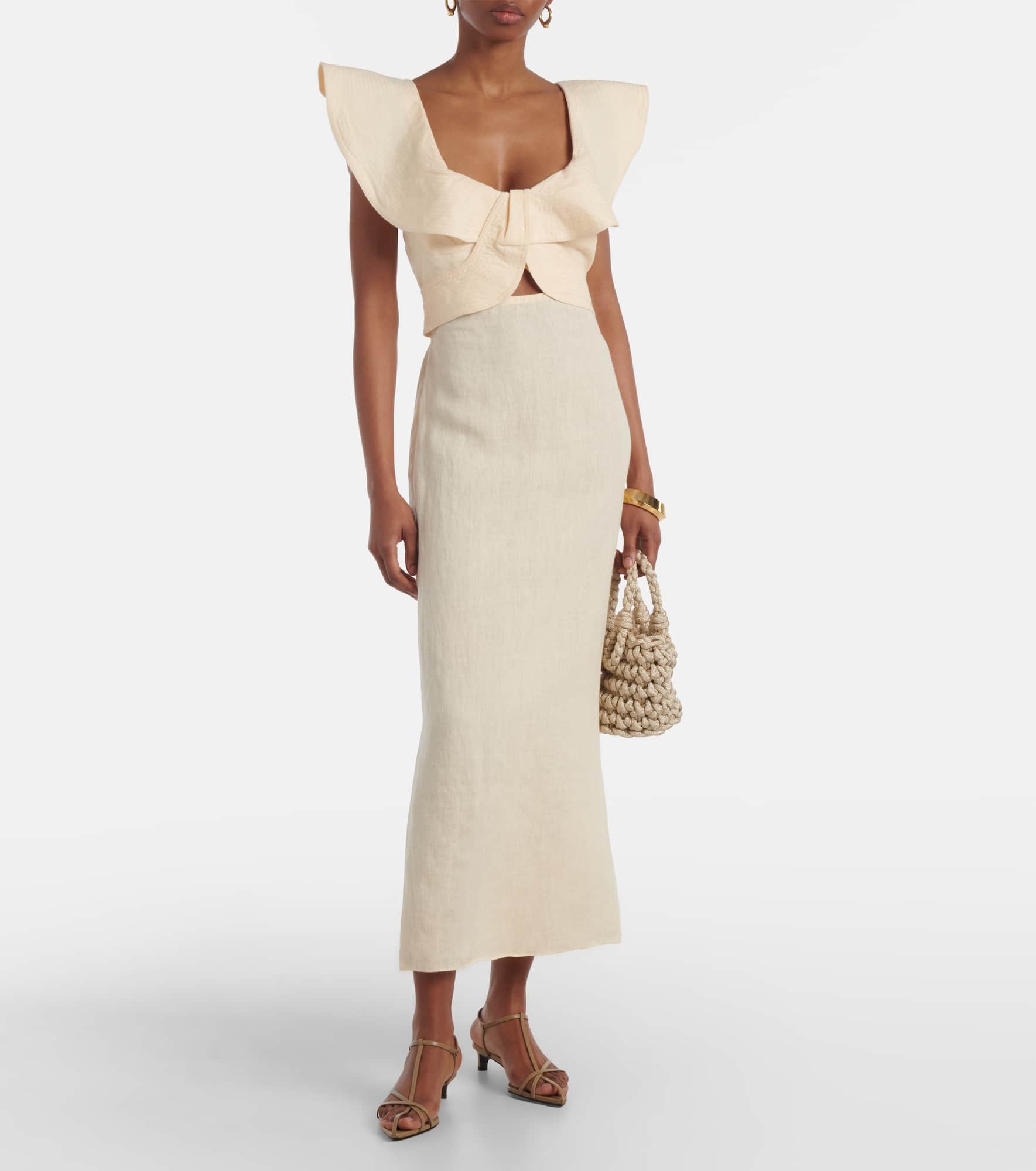 Ruffled linen midi dress - 2