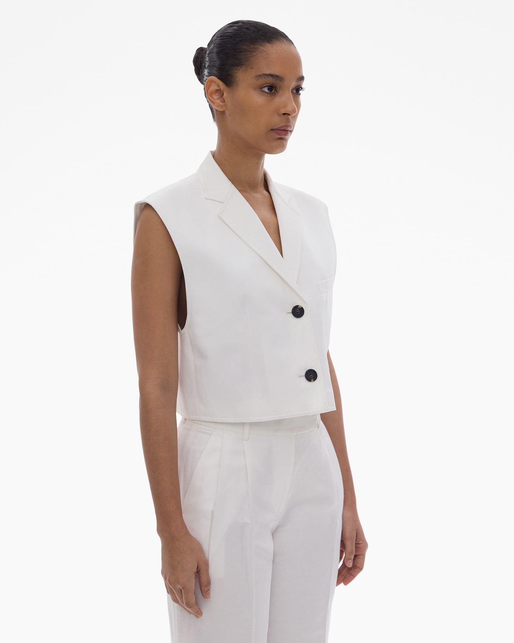 CROPPED COTTON-LINEN VEST - 5