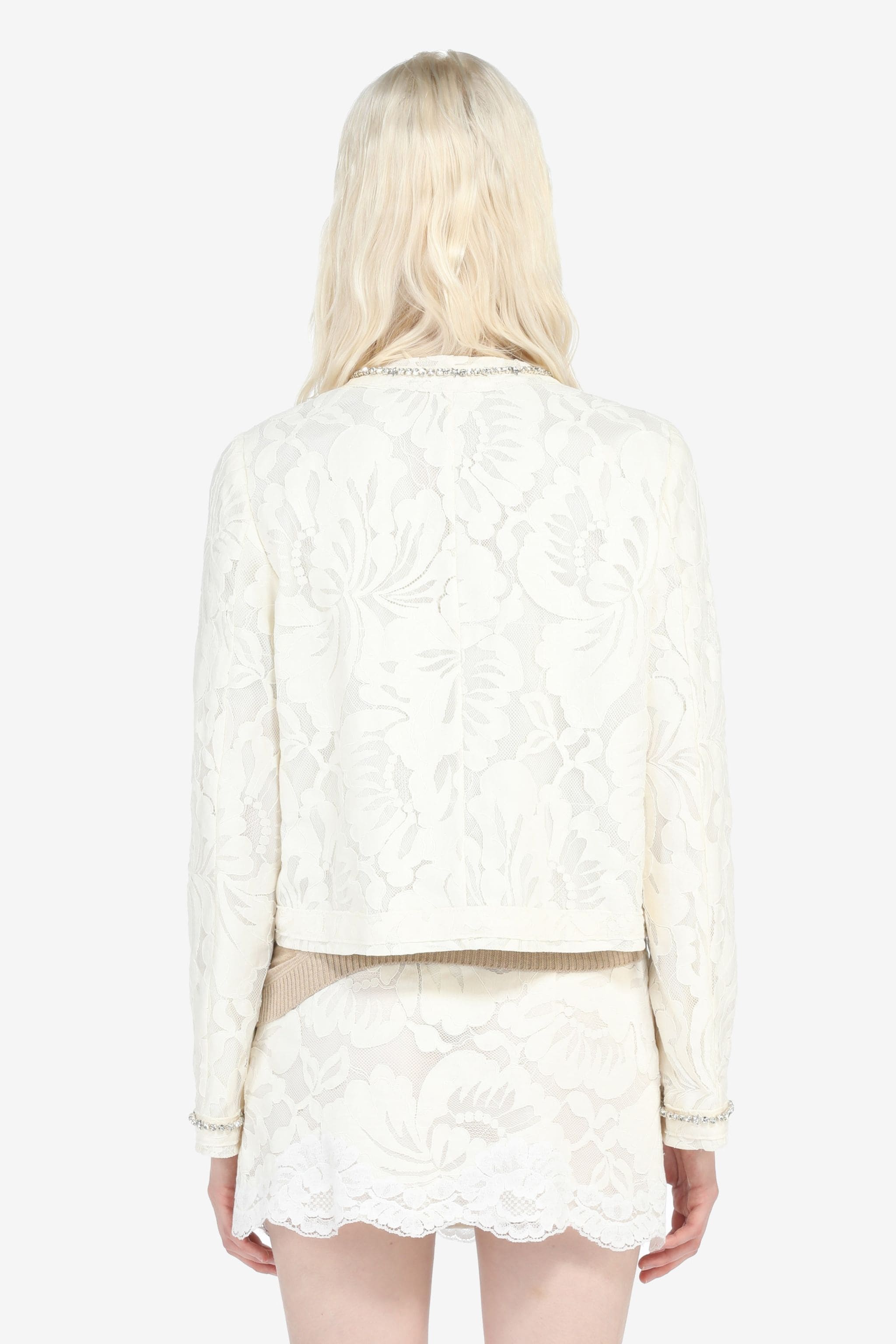 CRYSTAL-EMBELLISHED LACE JACKET - 2