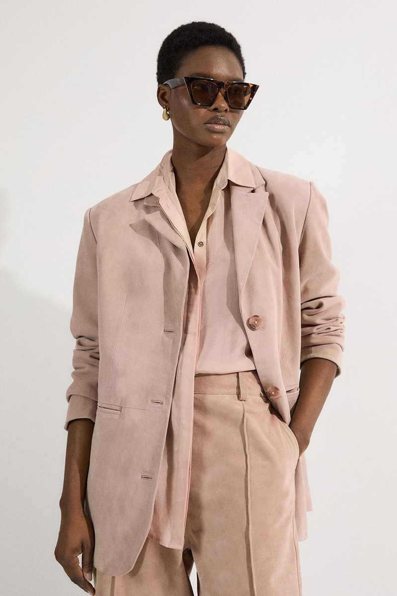 Suede Tailored Single Breasted Blazer 5