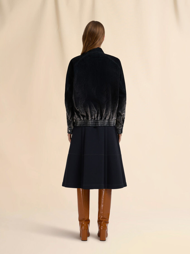 BLACK FLOCKED DENIM BOMBER JACKET 3