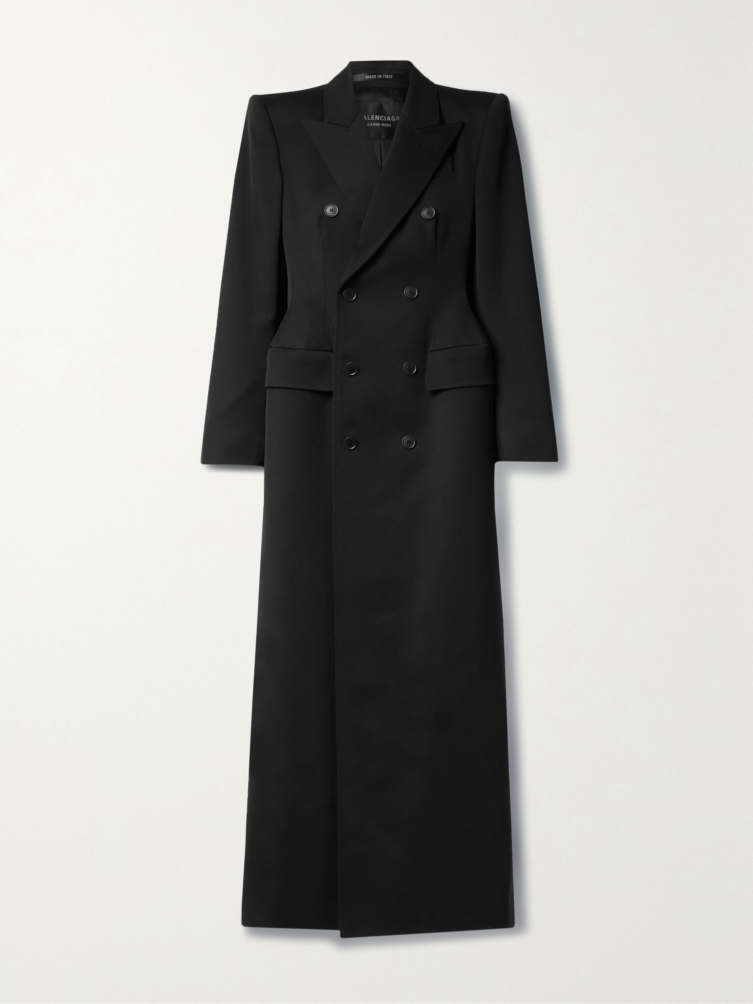 Hourglass double-breasted wool-twill coat Black - 1