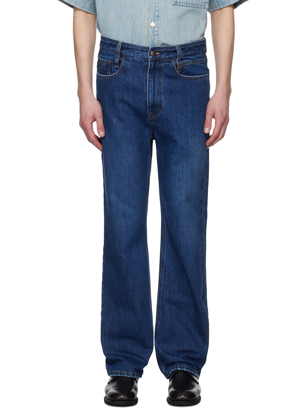 Navy New Straight Jeans - 1