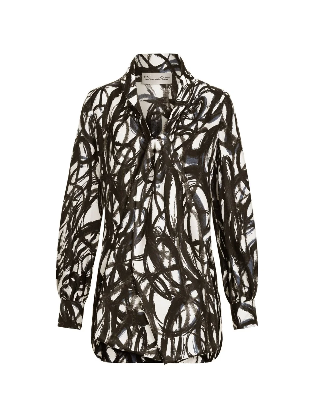 abstract sketch silk twill blouse - 1
