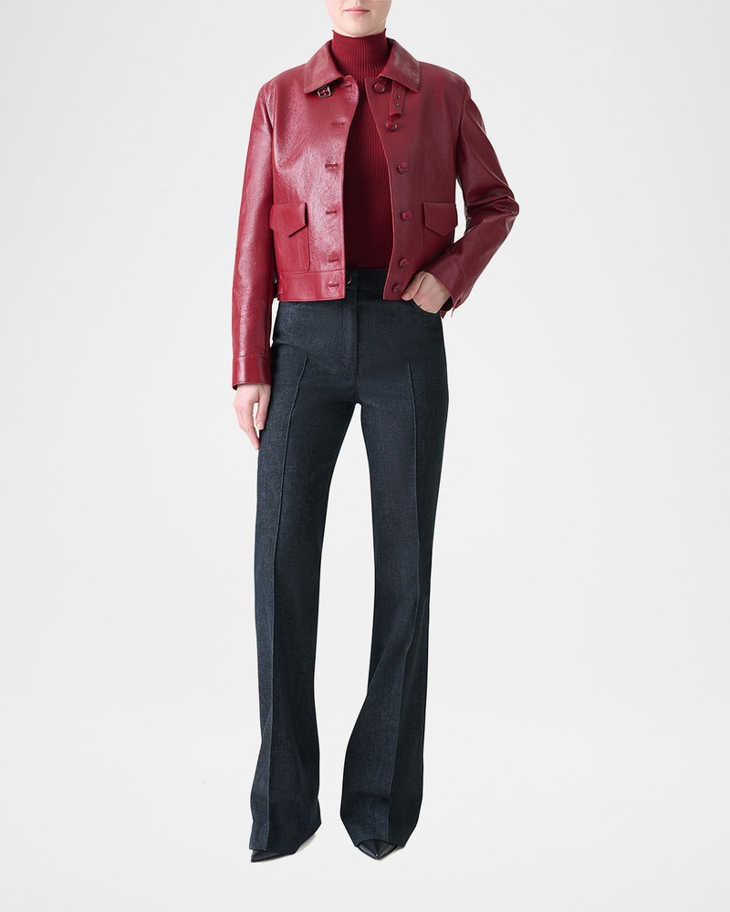 AKRIS Peer Lacquered Leather Short Jacket outlook