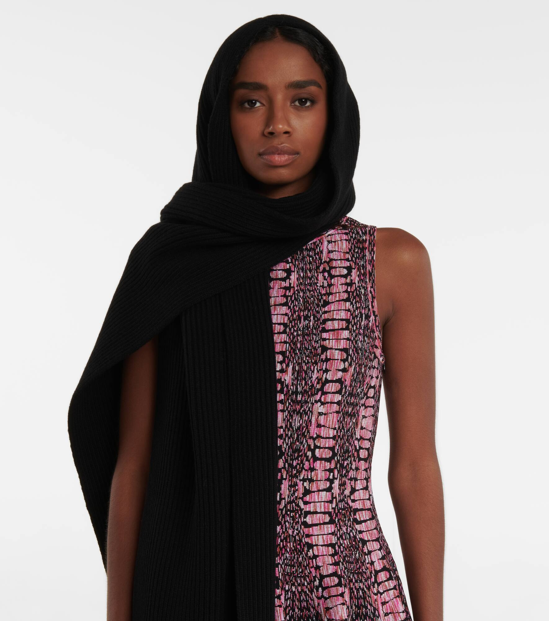 Wool and cashmere hood scarf - 2