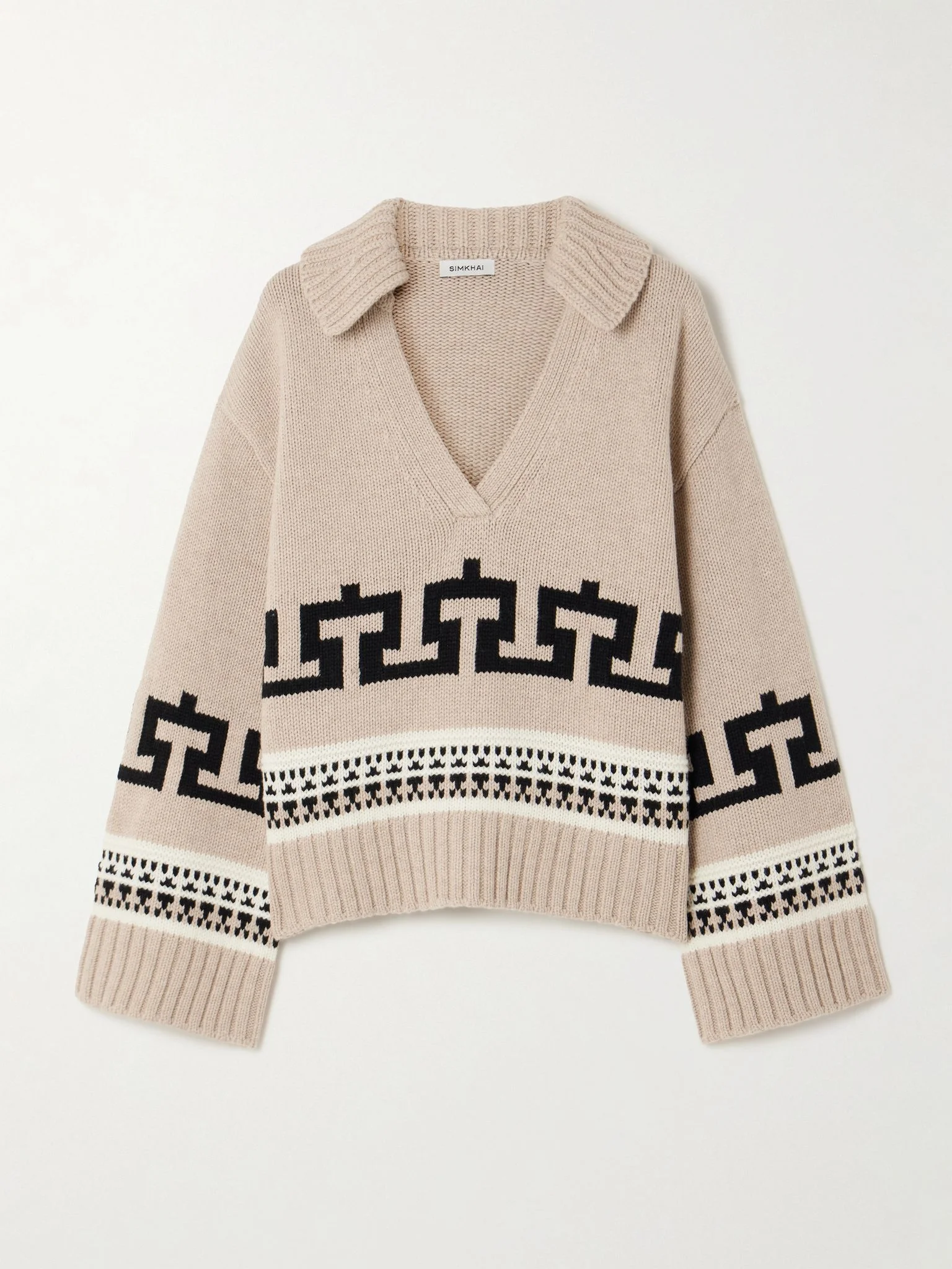 O'Reilly intarsia wool and cashmere-blend sweater Beige - 1