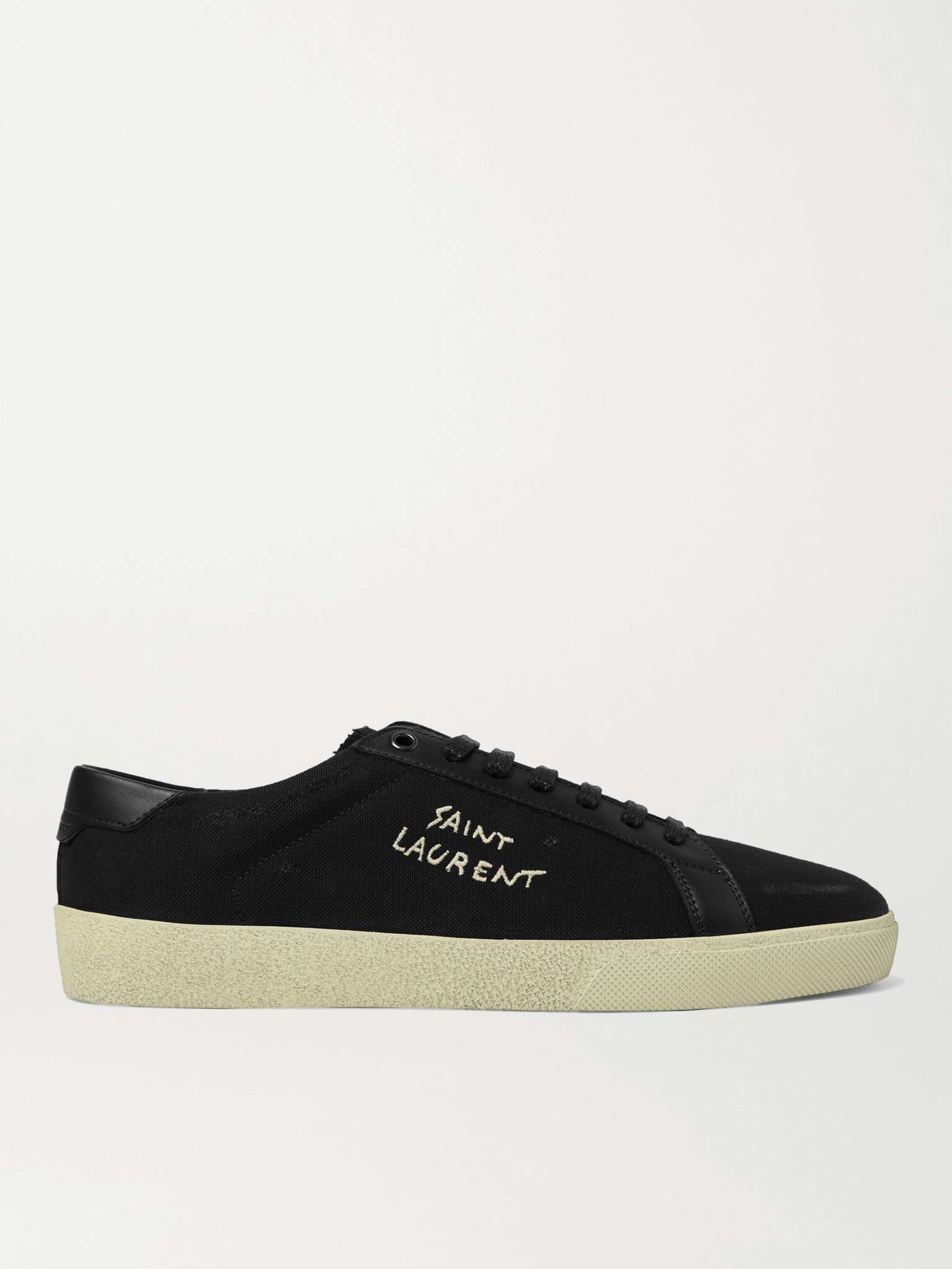 Court Classic SL/06 Leather-Trimmed Logo-Embroidered Distressed Canvas Sneakers - 1