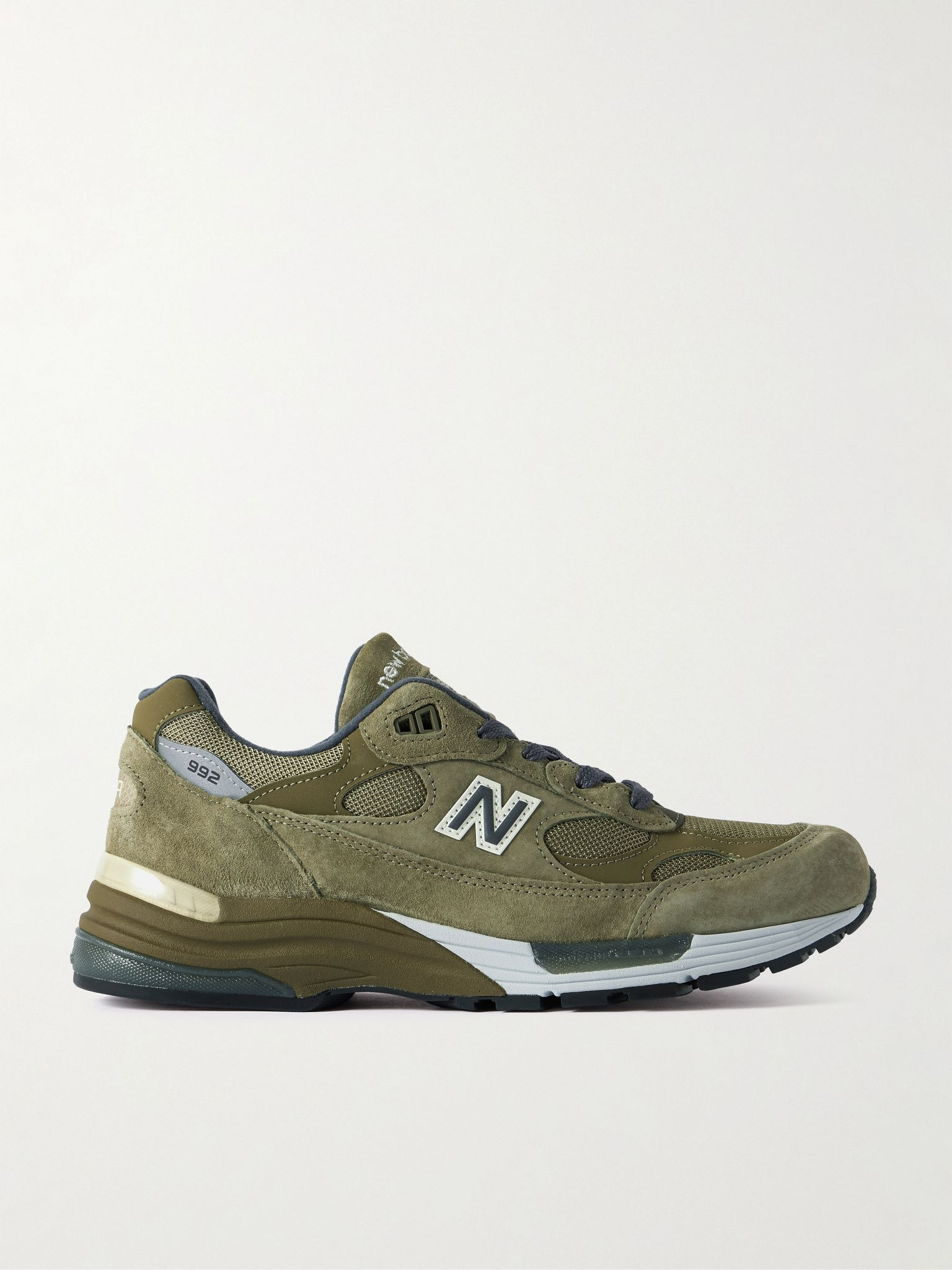 M992 Leather-Trimmed Suede, Nubuck and Mesh Sneakers Green - 1