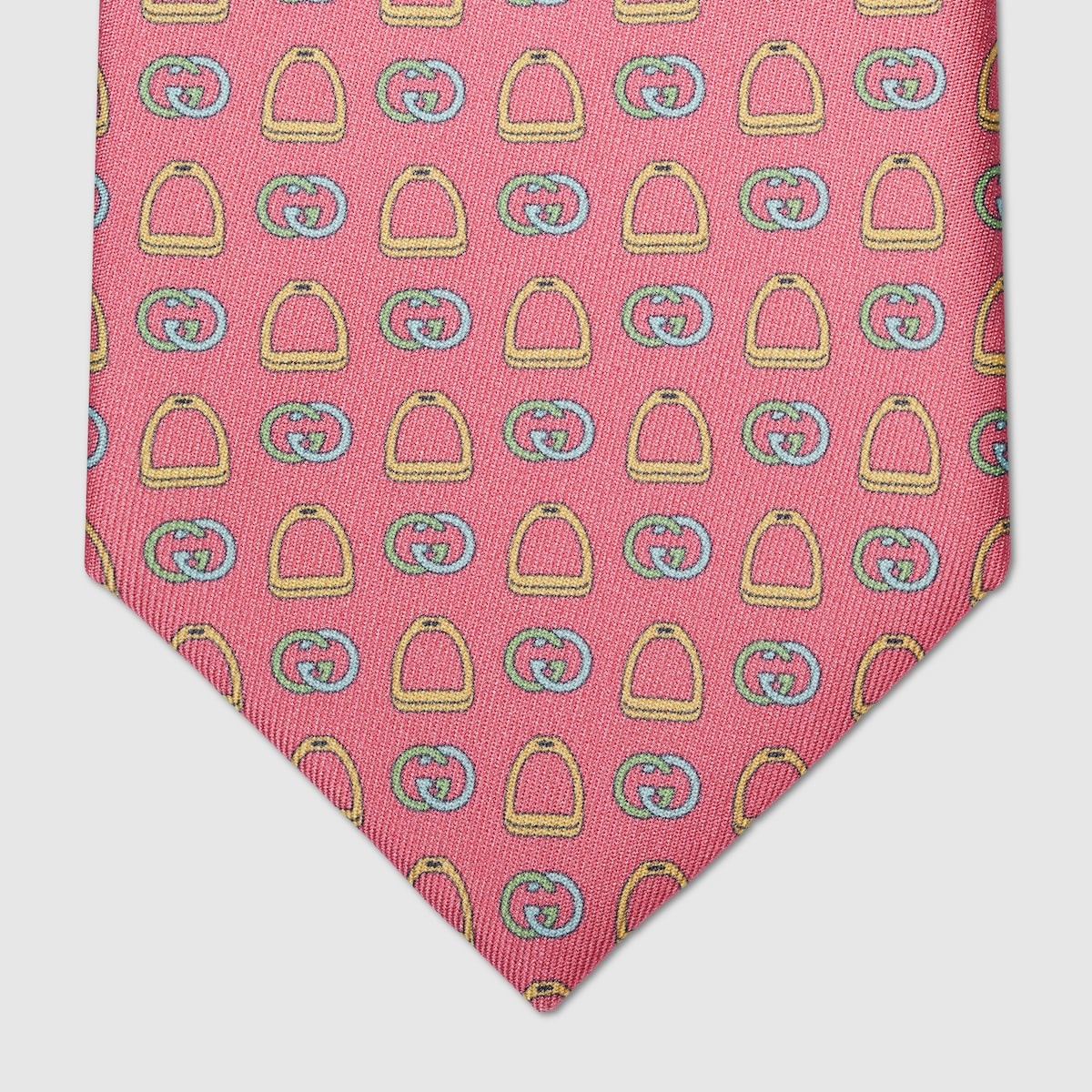 Stirrup Interlocking G print silk tie 4