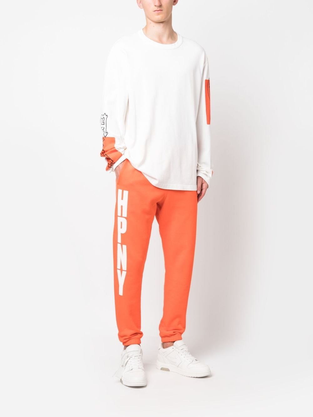HPNY-print tapered track pants - 2