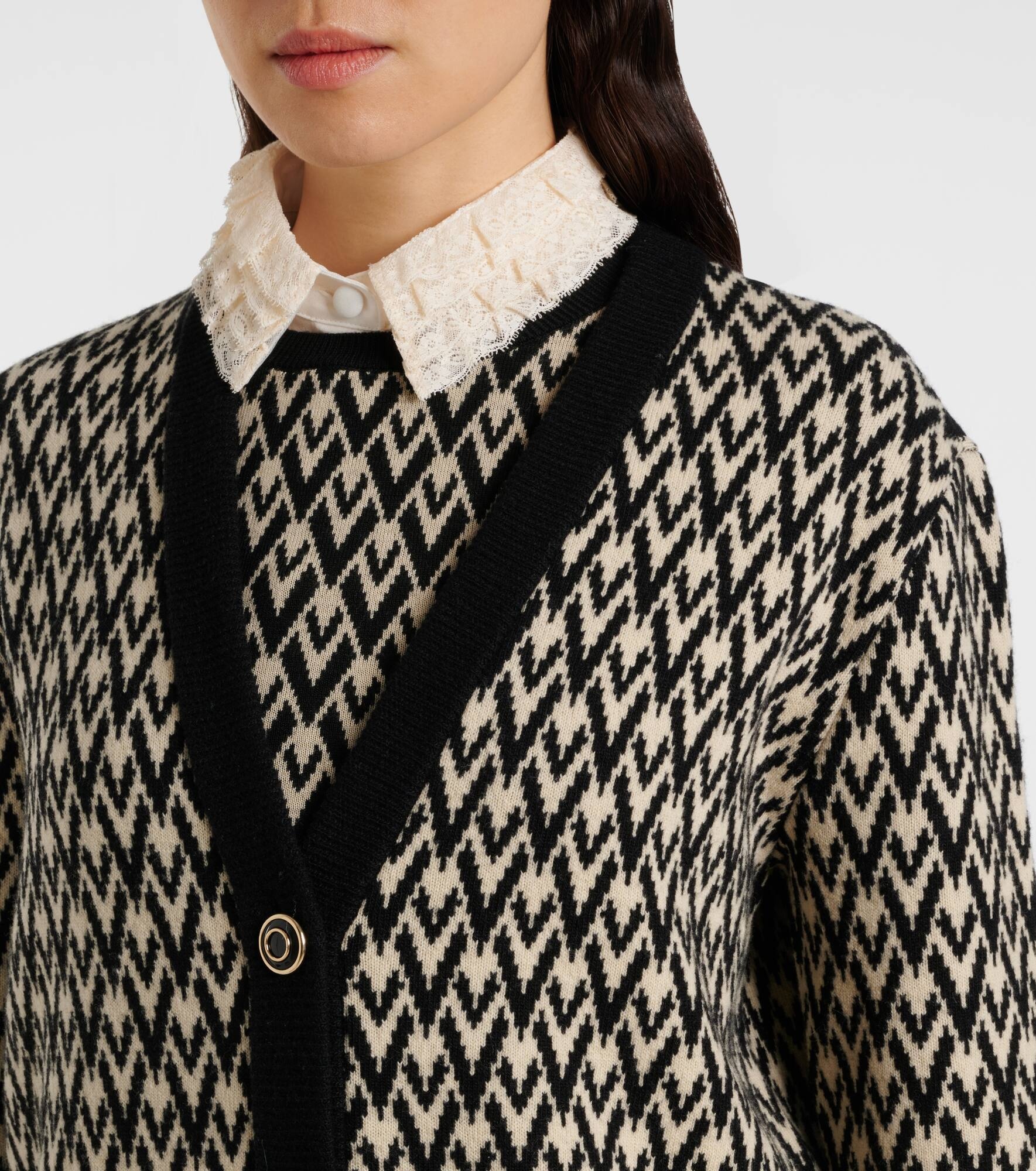 Toute La V virgin wool jacquard cardigan - 4