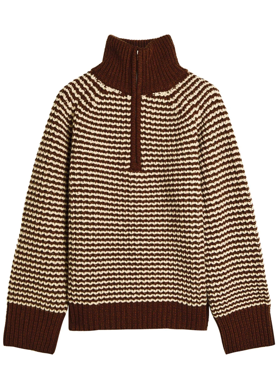 Studio Nicholson Striped Half-zip Wool Jumper - 1