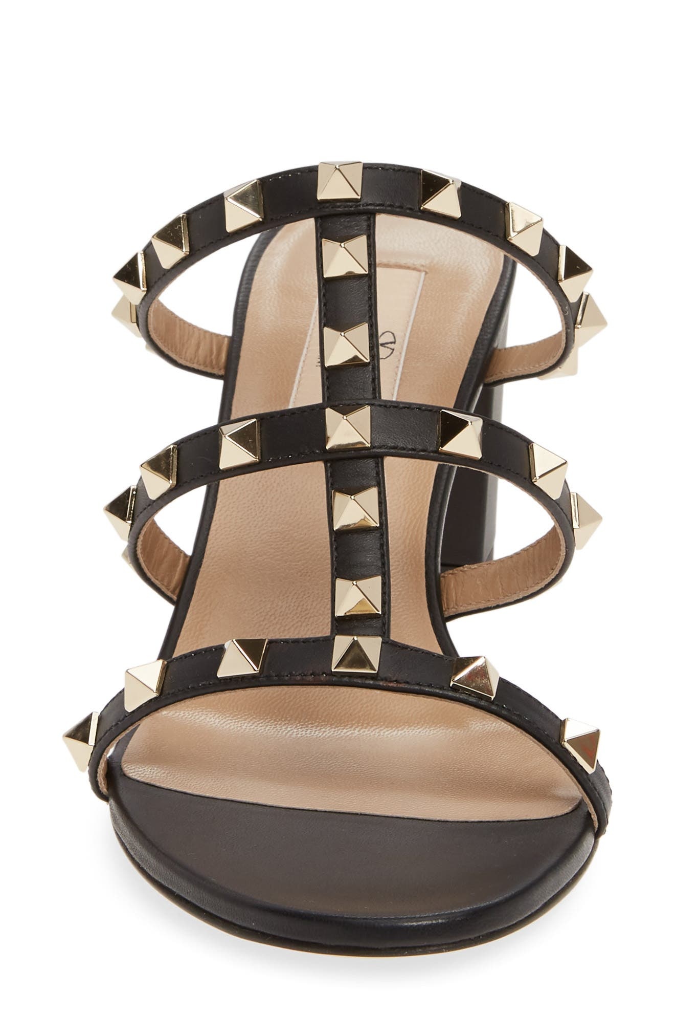 Valentino Garavani Rockstud Slide Sandal in 0No Nero/Gold at Nordstrom - 4