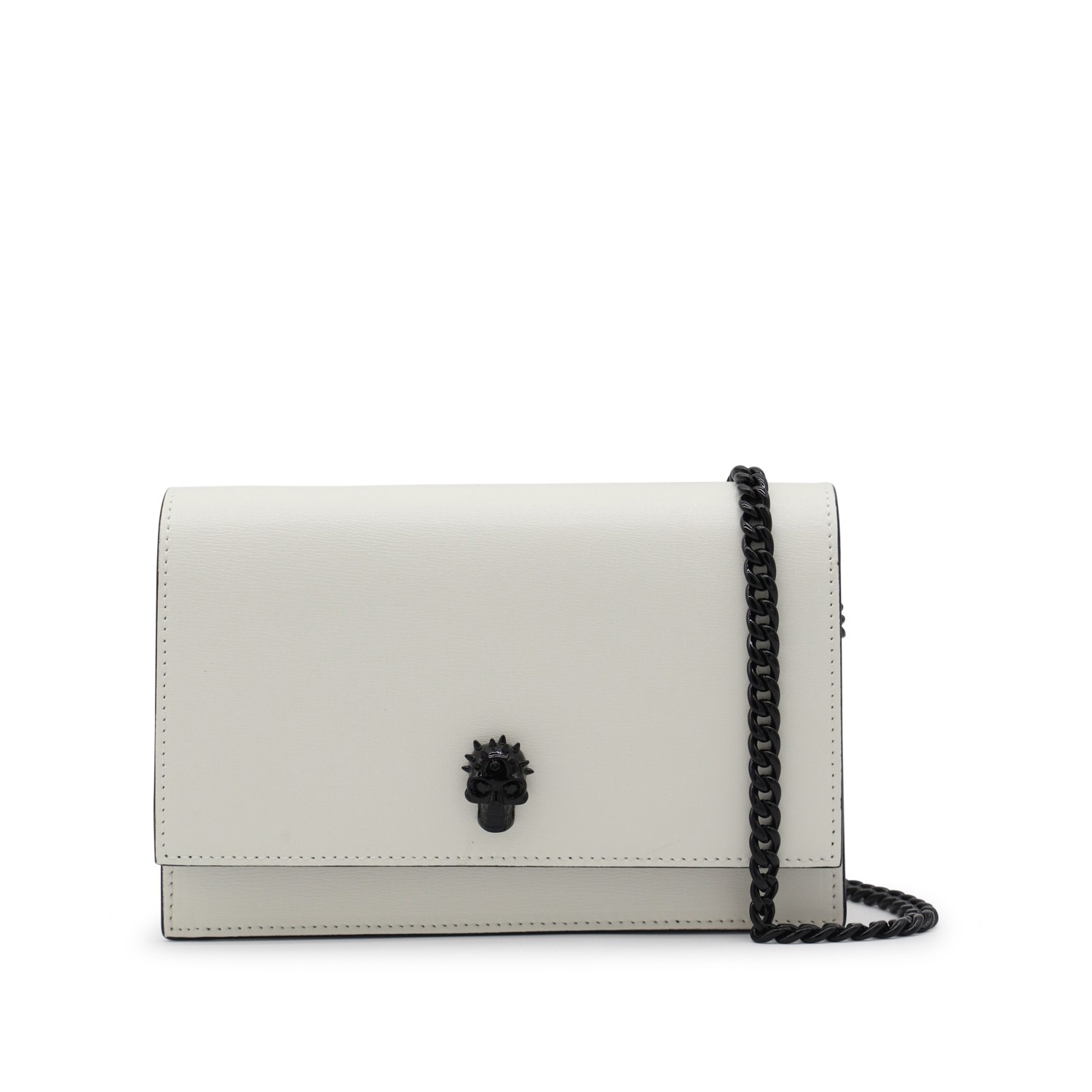 WHITE AND BLACK LEATHER SHOULDER BAG - 1