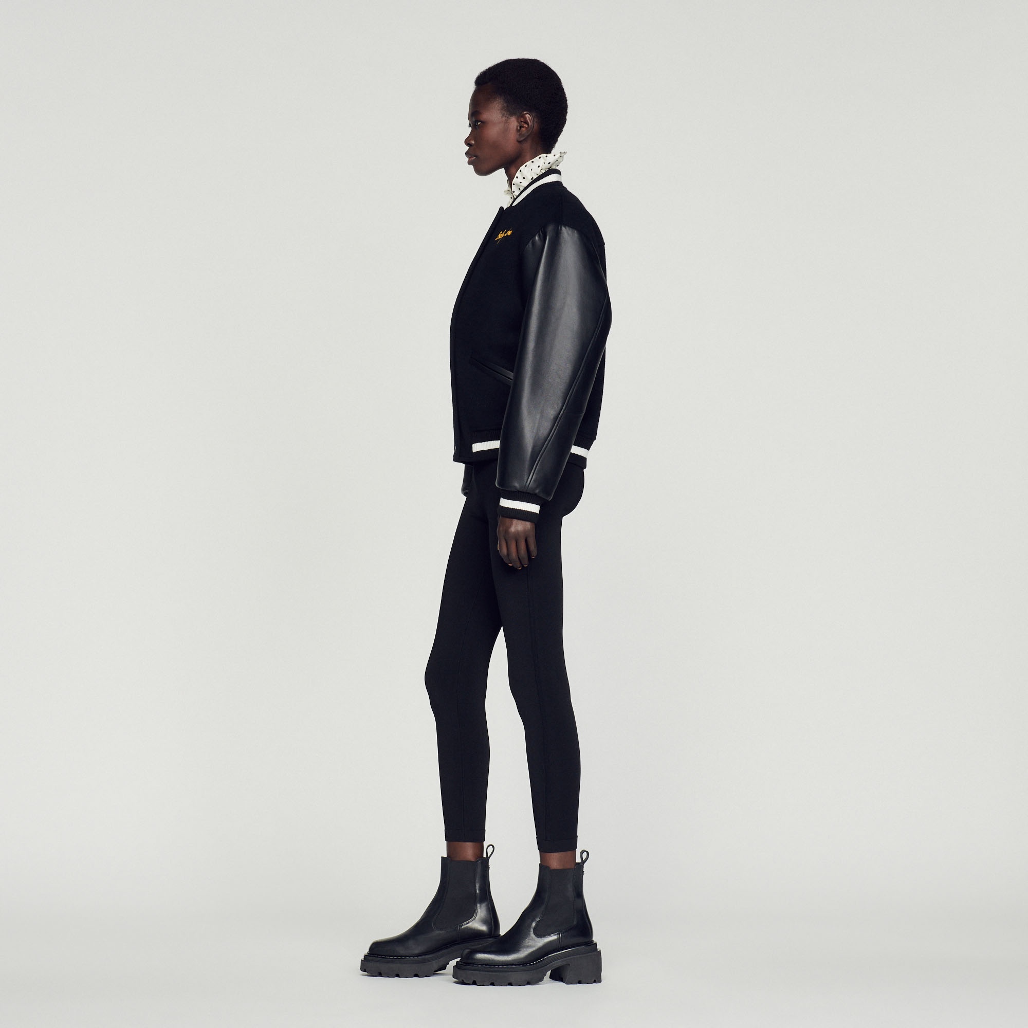 Wool and leather varsity jacket - 7