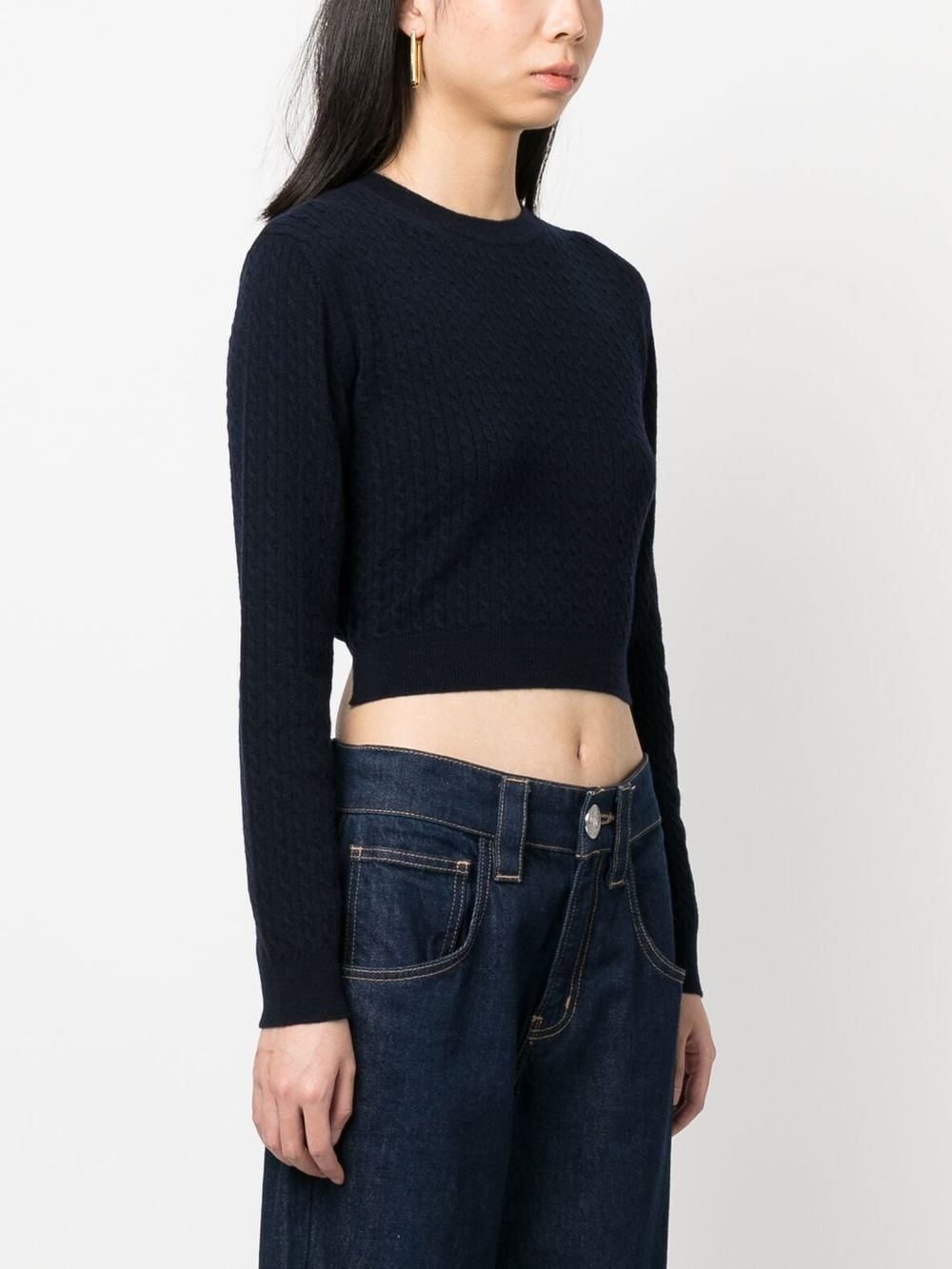 cable-knit rear-tie cropped jumper - 4