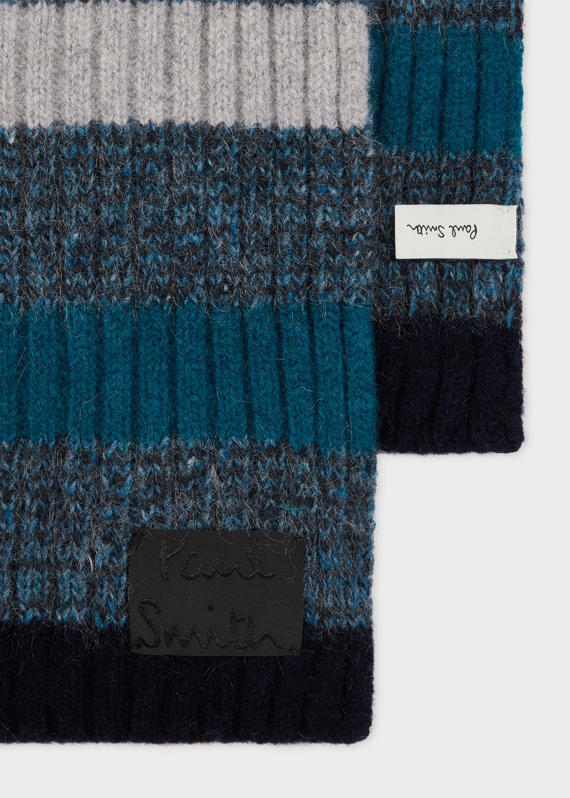 Paul Smith Blue Mohair-Blend Stripe Scarf outlook